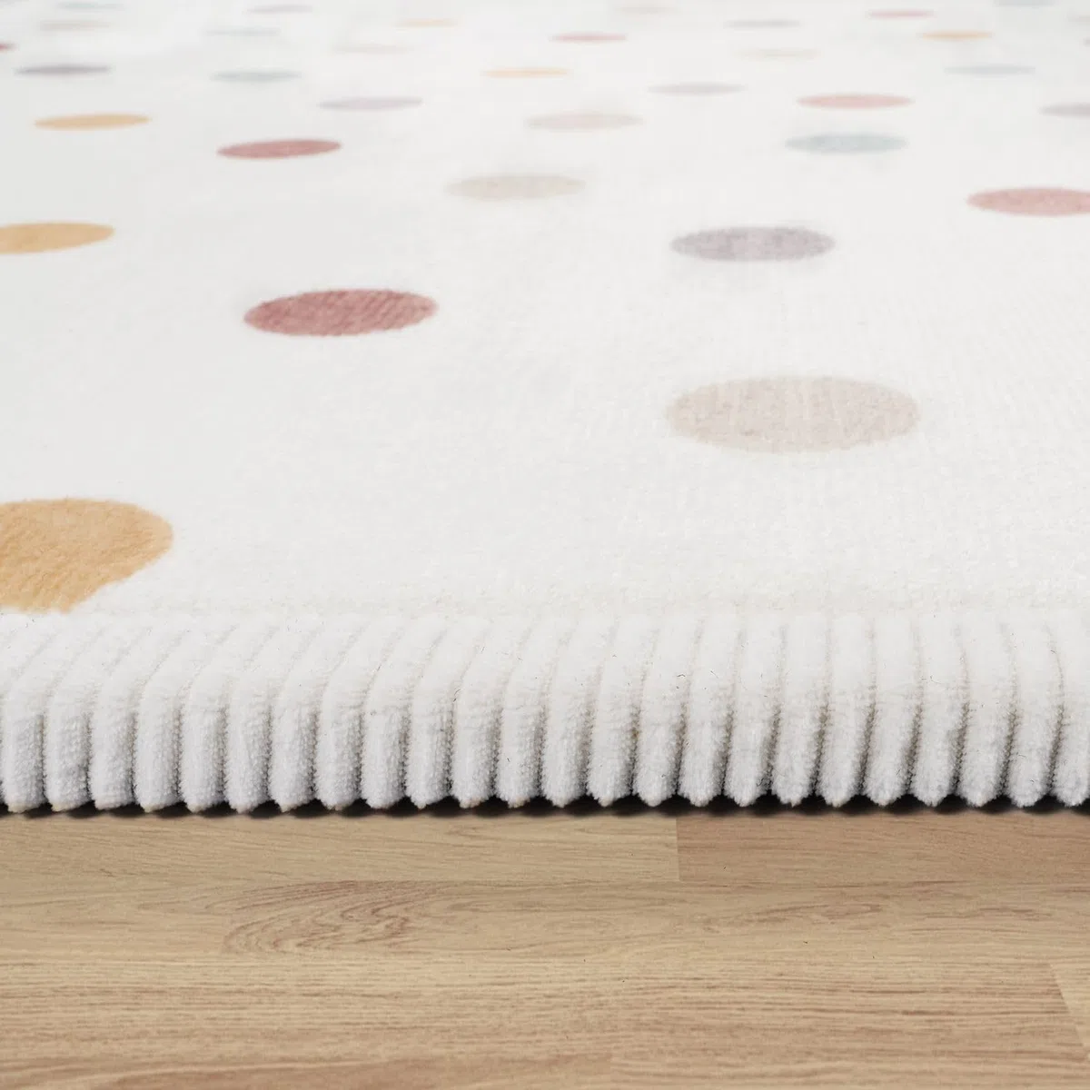 TT Home Alfombra Habitación Infantil De Juego Bebe Lunares Lavable Antideslizante Felpa, Color:AzulAmarilloCrema, Tamaño:80x150 cm