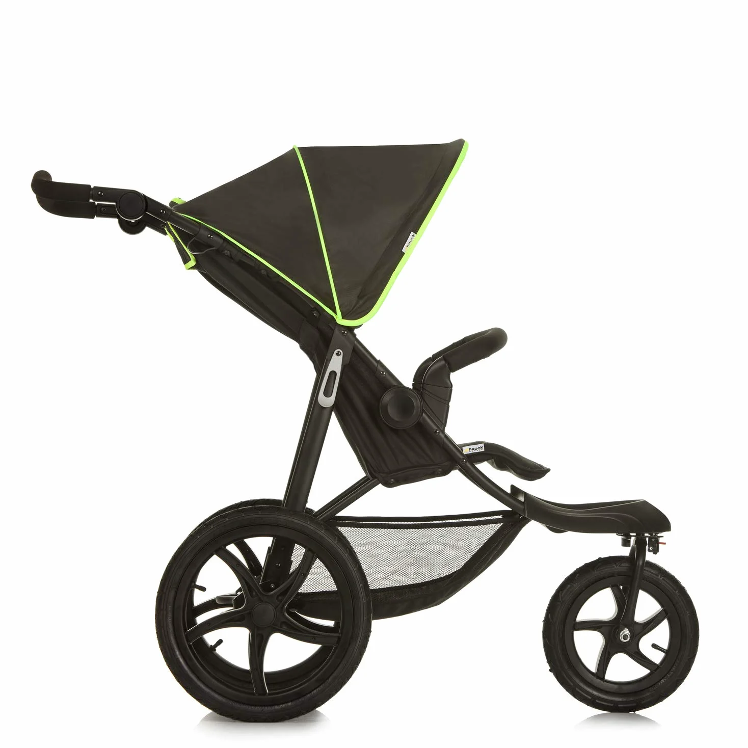 hauck Runner Carrito Bebé desde el Nacimiento - Silla de Paseo Ligera hasta 22 kilos - Carrito 3 Ruedas Neumáticas - Plegado Compacto - Suspensión - Negro/Neón