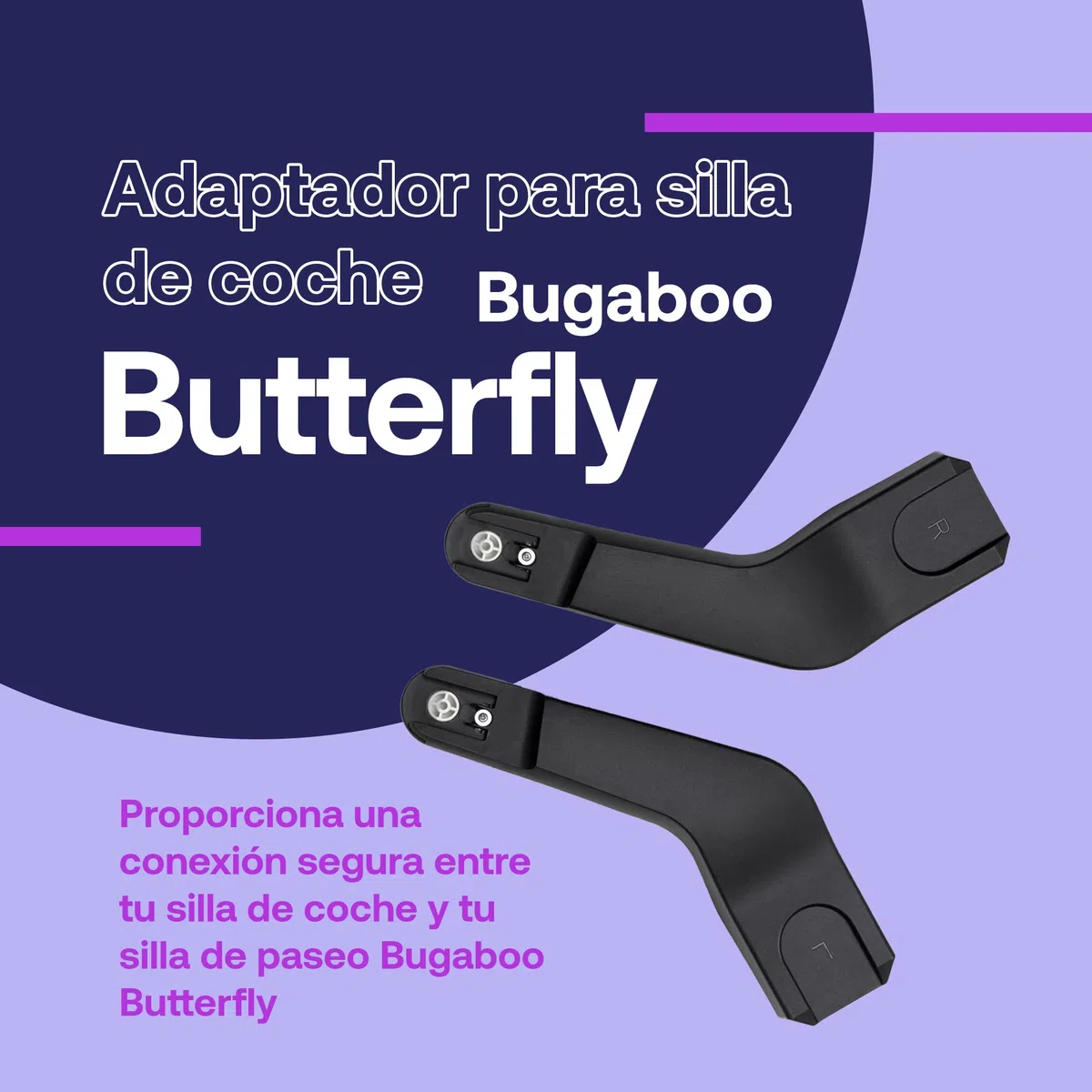Bugaboo Butterfly Adaptador de Silla de Coche para Carrito Butterfly, Compatible con las Sillas de Coche Turtle Air by Nuna y Maxi-Cosi, Fácil, Seguro e Intuitivo Sistema Click and Go, Black