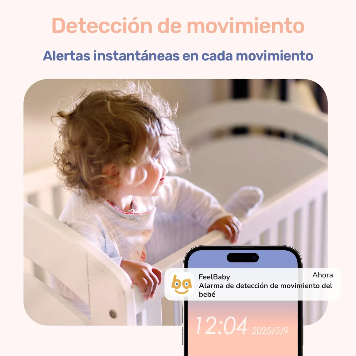 Camara Vigilancia Bebe con App Movil, 4" IPS Pantalla, 360 ​​Grados, Visión Nocturna, Detección Inteligente de llanto, Área de Seguridad Personalizada, VOX