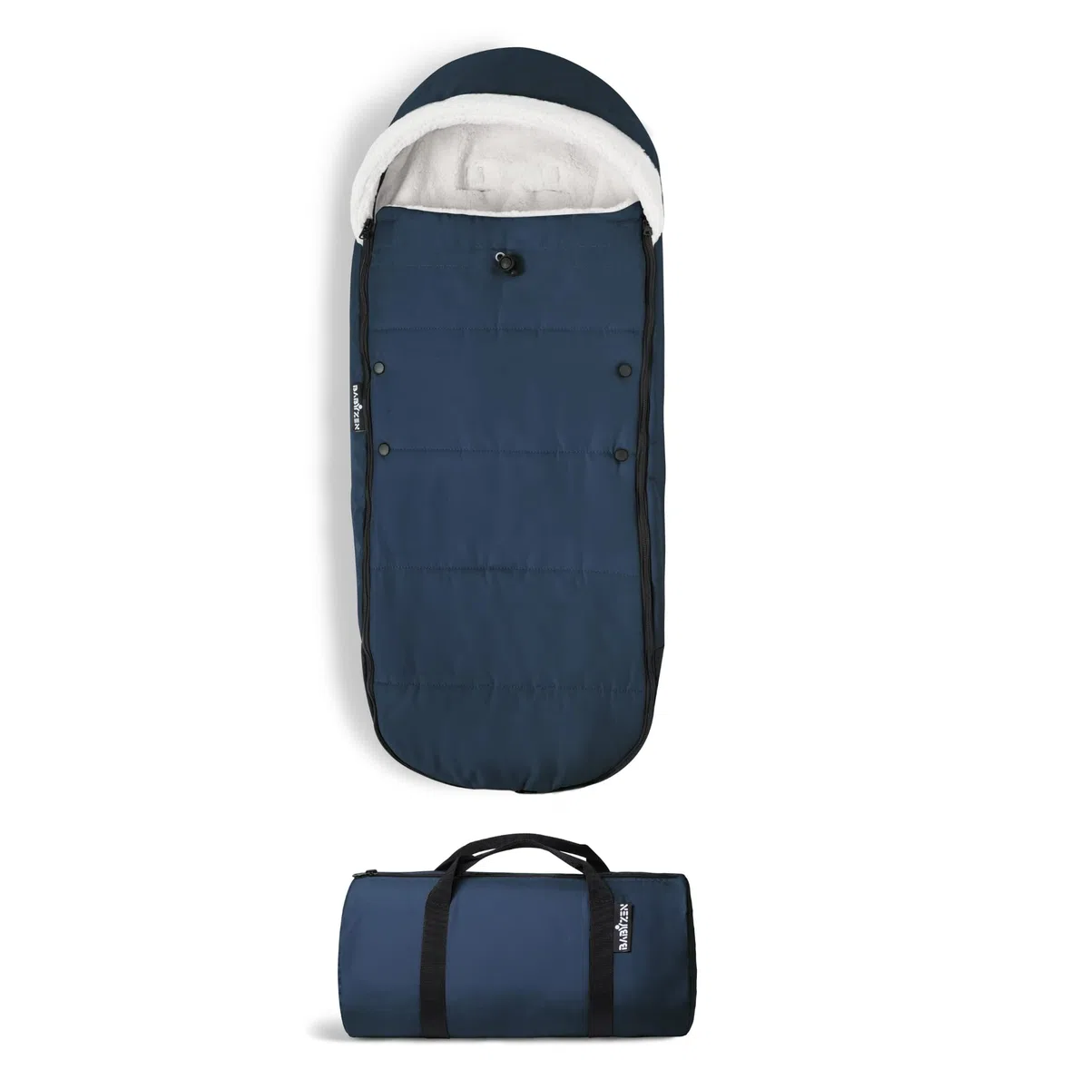 Saco BABYZEN YOYO, Azul Marino - Forro polar y capucha con cordón para mantener caliente al bebé - Incluye bolsa para viaje - Lavable a máquina