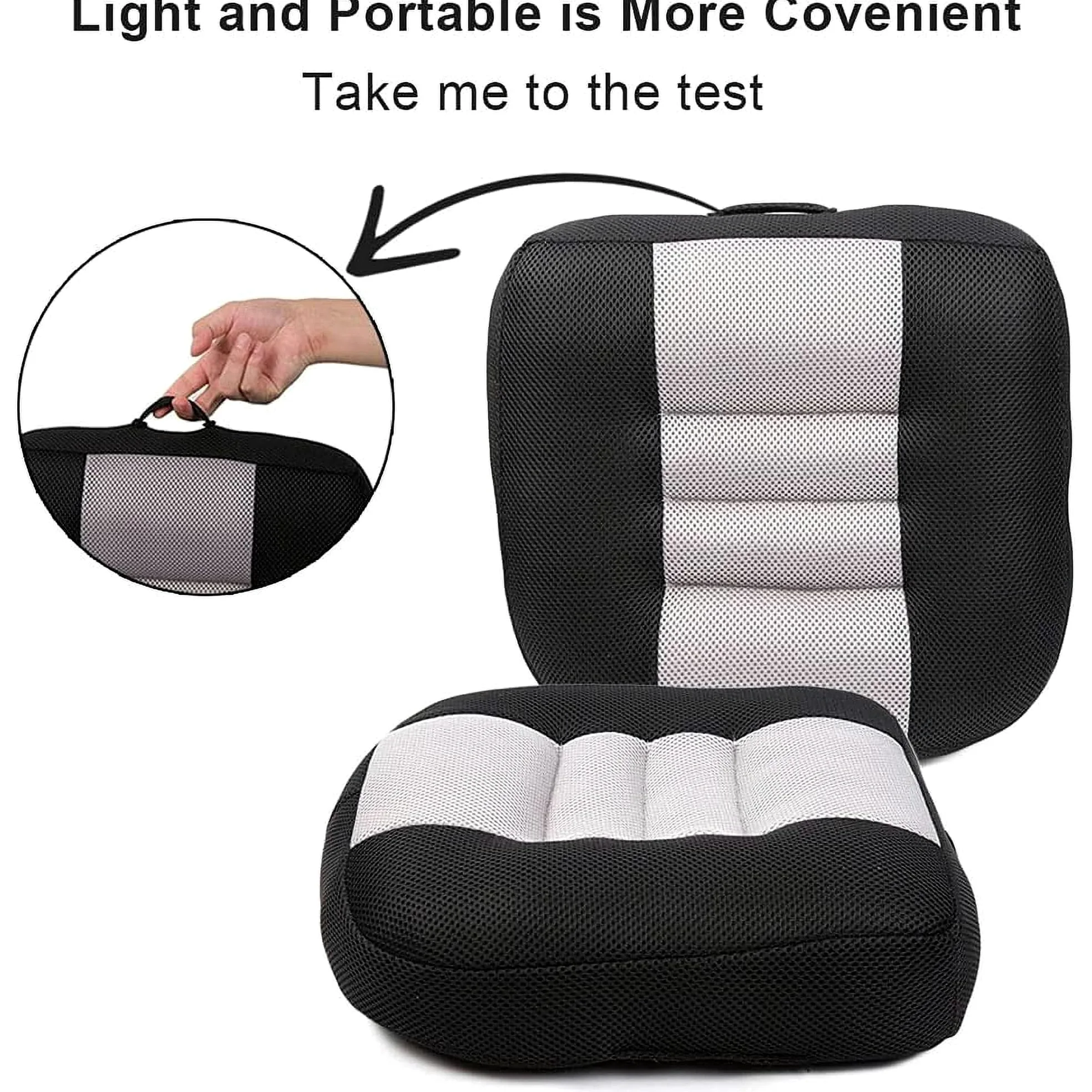 Cojín Elevador de Asiento para automóvil Ergonómico Cojín de Asiento portátil Altura 12cm Antideslizante para Conductor Pasajero niño
