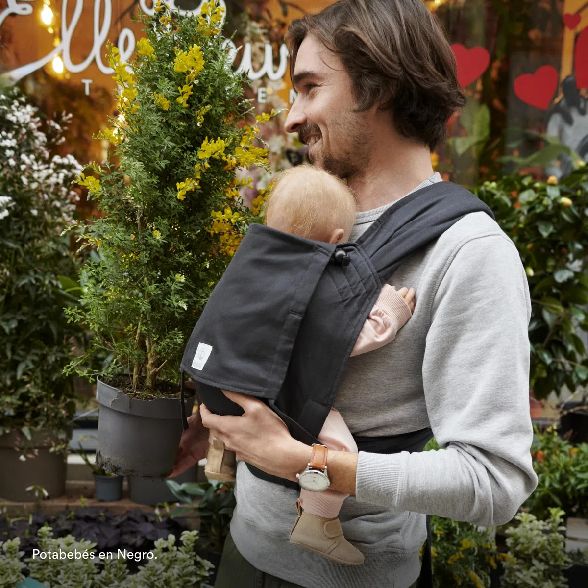 Portabebés Stokke Limas, Floral Beige (OCS) - Portabebés de media hebilla para recién nacidos - Tres opciones de transporte - Seguro desde el nacimiento y hasta 15 kg