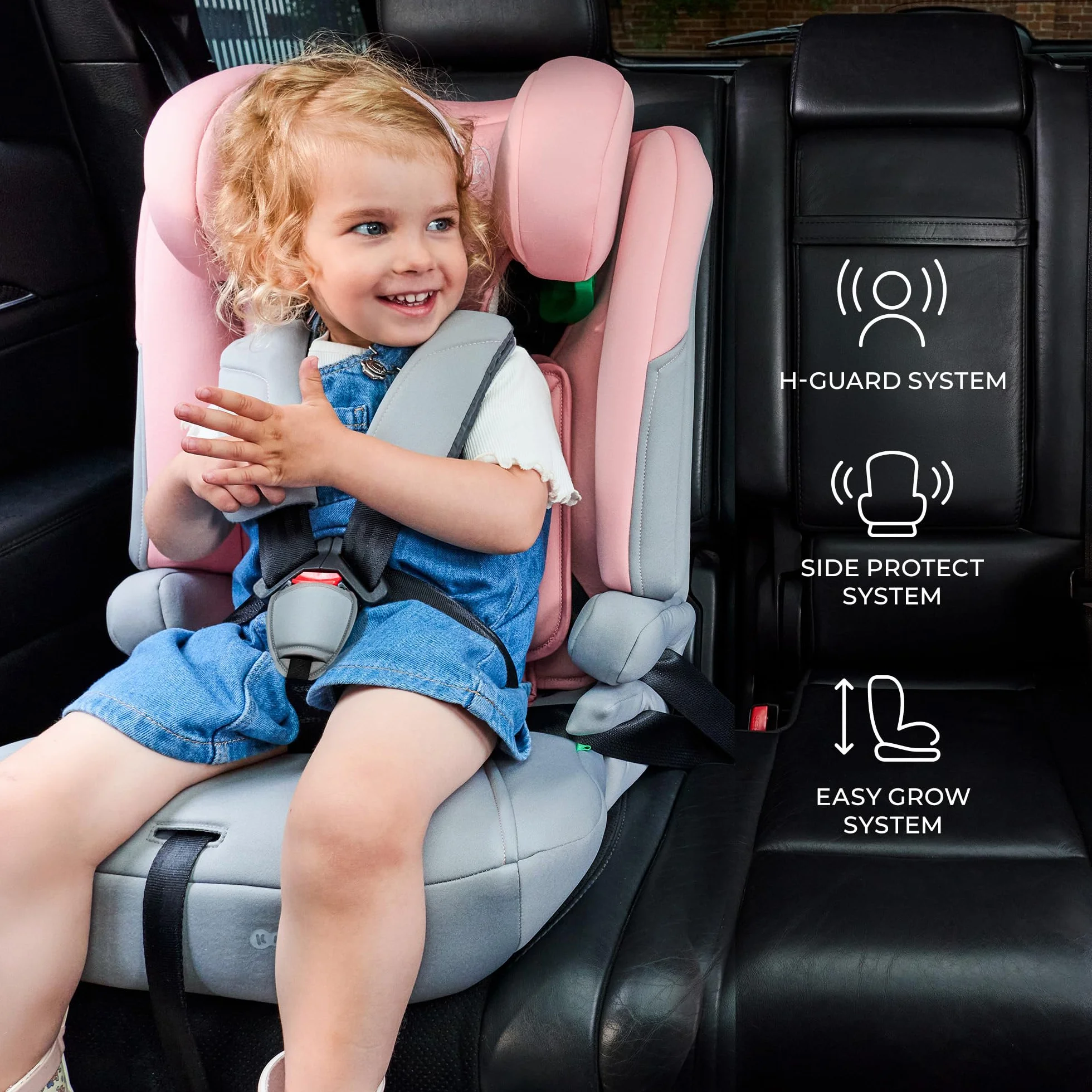 Kinderkraft I-COMFY Silla de coche ajustable 76-150 cm Respaldo ajustable Cinturón de seguridad 5 puntos Negro