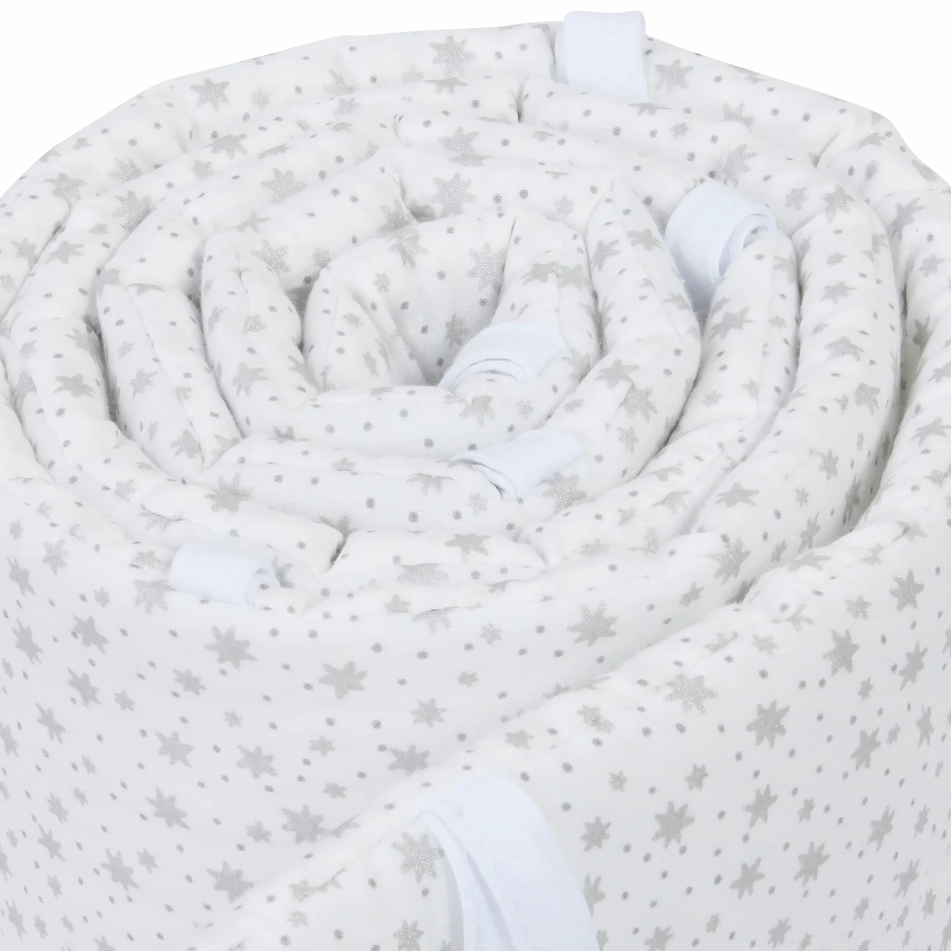 babybay Protector de cuna de malla apto para modelo original, color blanco con estrellas brillantes plateadas