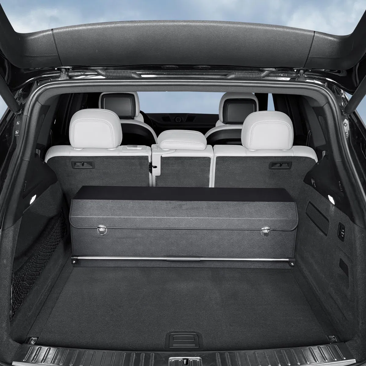 Organizador de Maletero de Gran Capacidad 94L para Coches y SUVs - Caja de Almacenamiento con Tapa, Asa Robusta y Base Antideslizante - Compartimento Extraíble(Negro, 105 x 29 x 31cm)