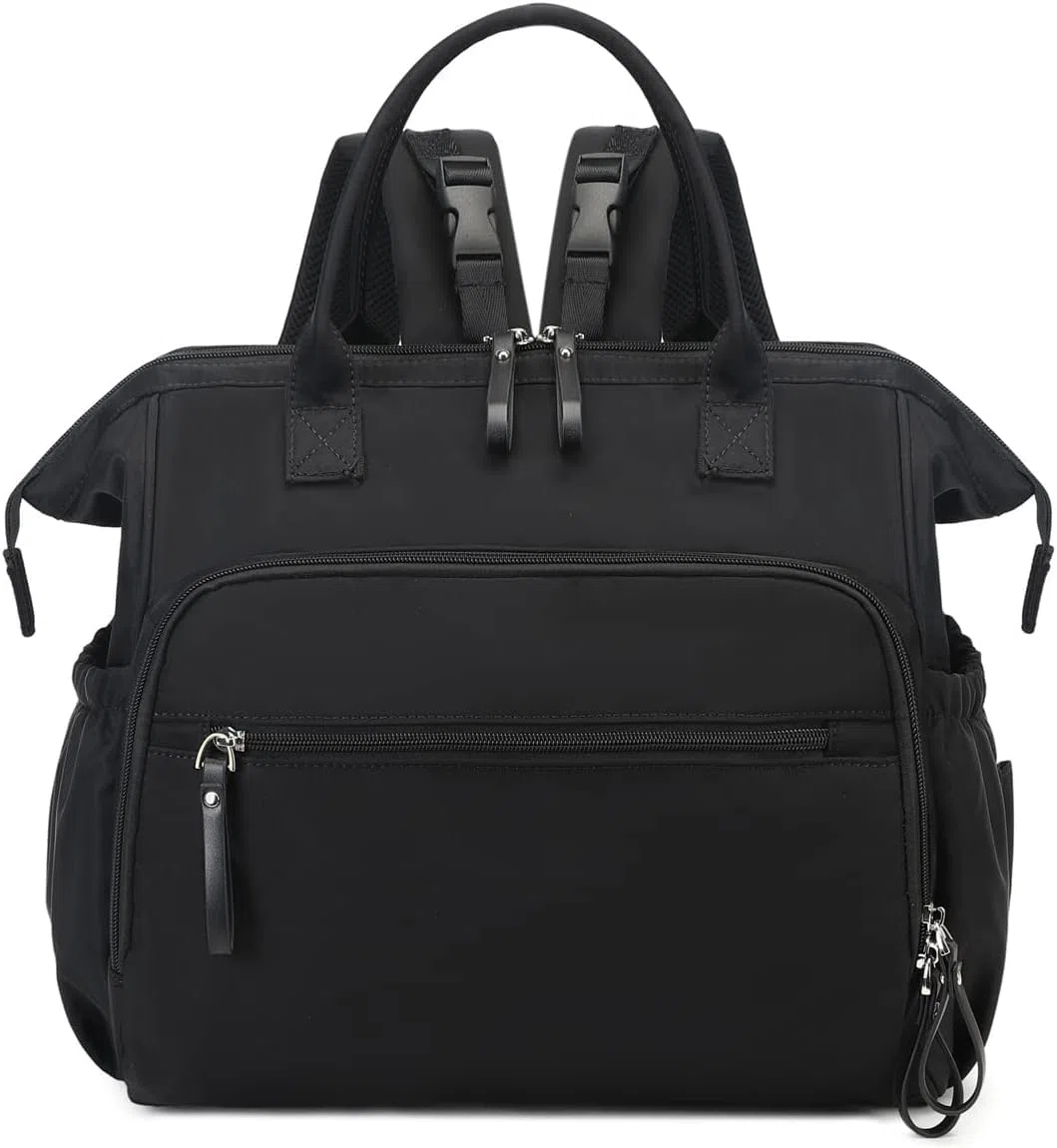 LINGMING Bolso cambiador grande, 14 bolsillos para bebé y 3 bolsillos aislados, regalos para baby shower (negro, grande)