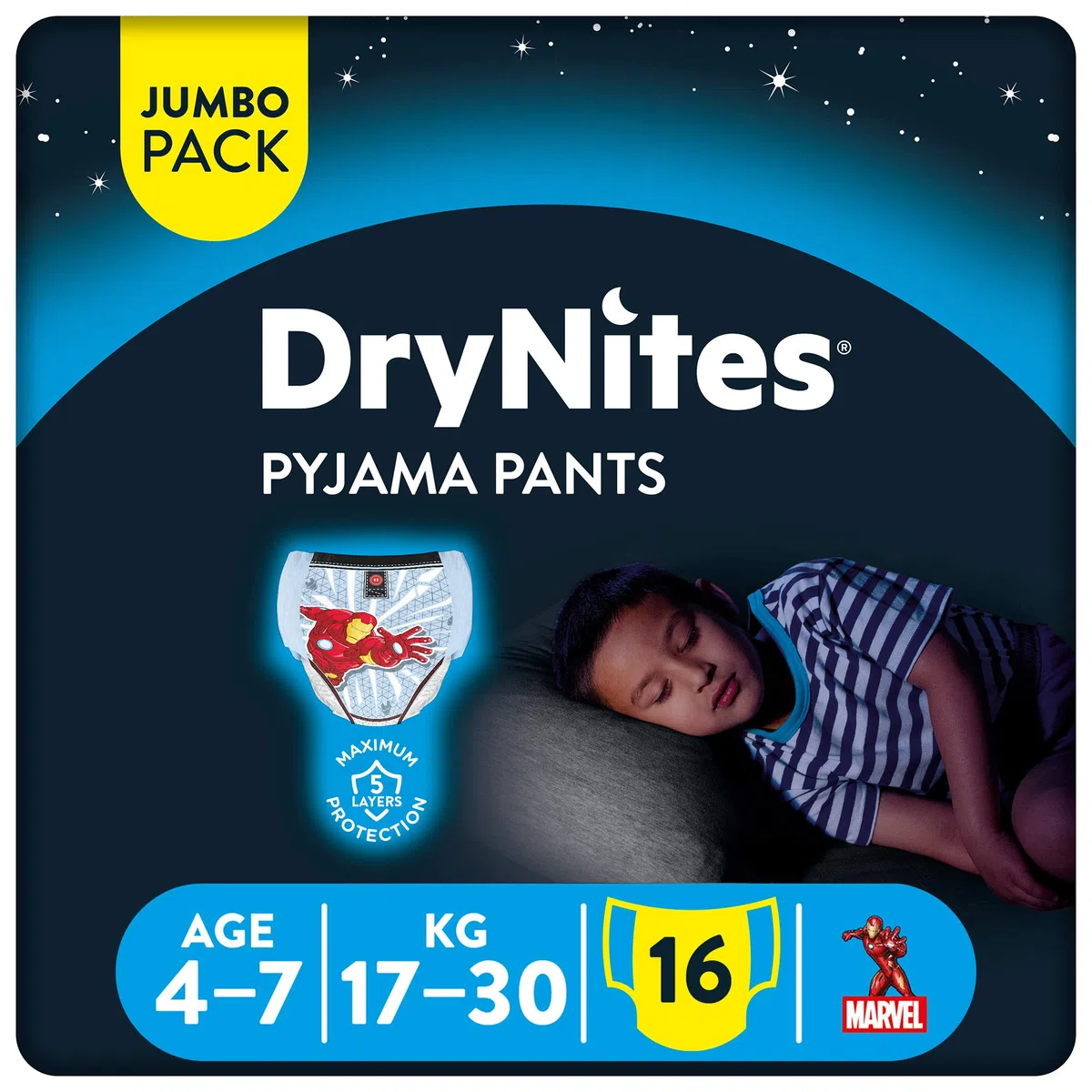 Huggies DryNites Calzoncillos Absorbentes para Niños, 4-7 Años (17 - 30 Kg) - 16 Pañales
