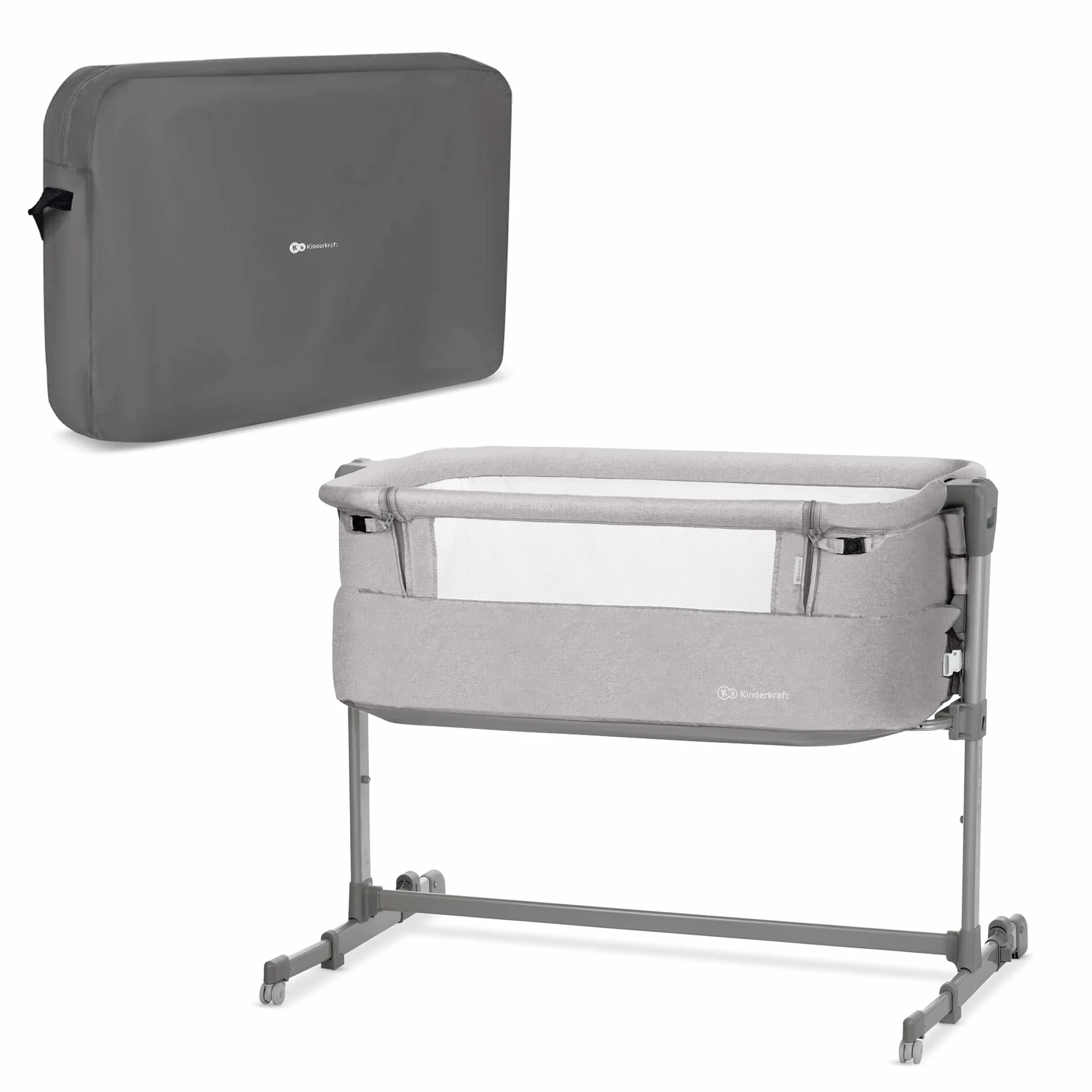 kk Kinderkraft Cuna Colecho 2 en 1 NESTE UP, Ajustable, Plegable, Accesorios, Gris