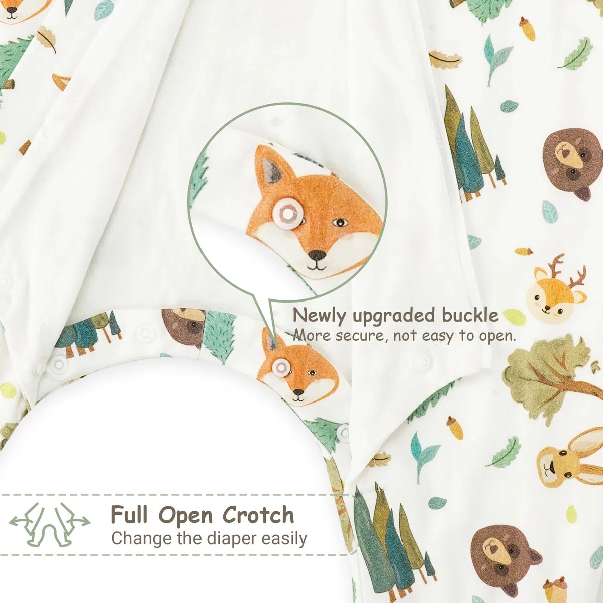 WYTbaby 2 Pack Saco de Dormir con Pies 1.0 Tog 100% Algodón Saco Dormir Bebe para Niños y Niñas, Animal Forestal + Verde Claro