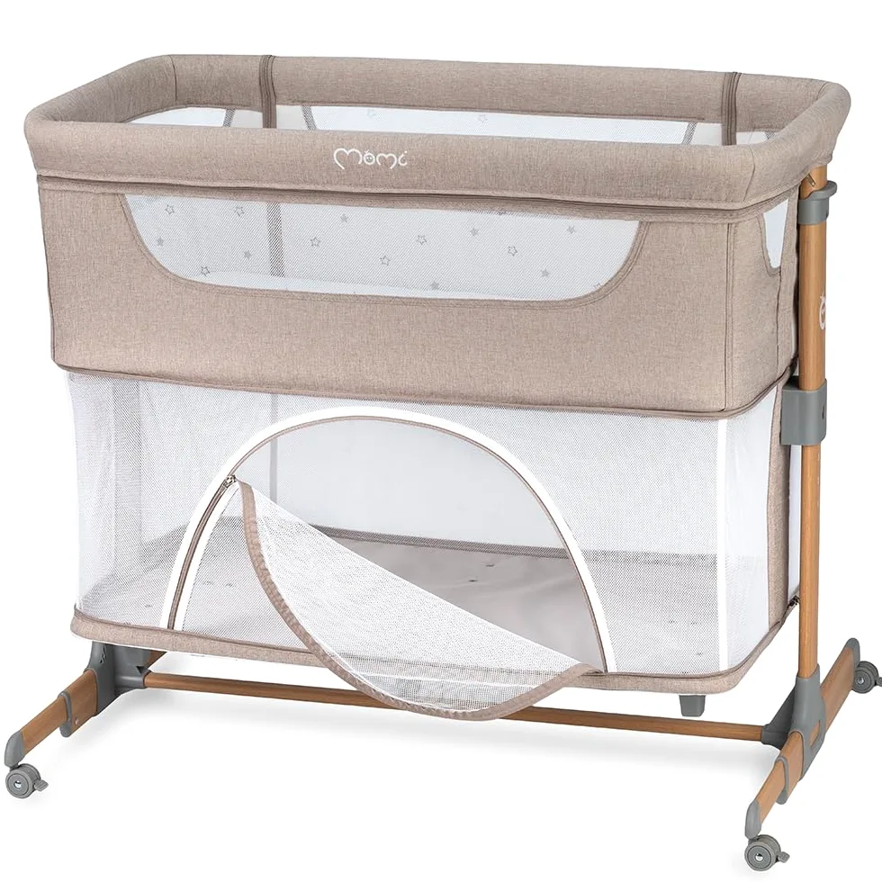 Momi La Cuna Smart Bed multifunción 4 en 1, Cuna colecho y Parque, para niños de hasta 15 kg, con Ajuste de Altura de 5 Posiciones, con colchón, Correas de sujeción y Ruedas