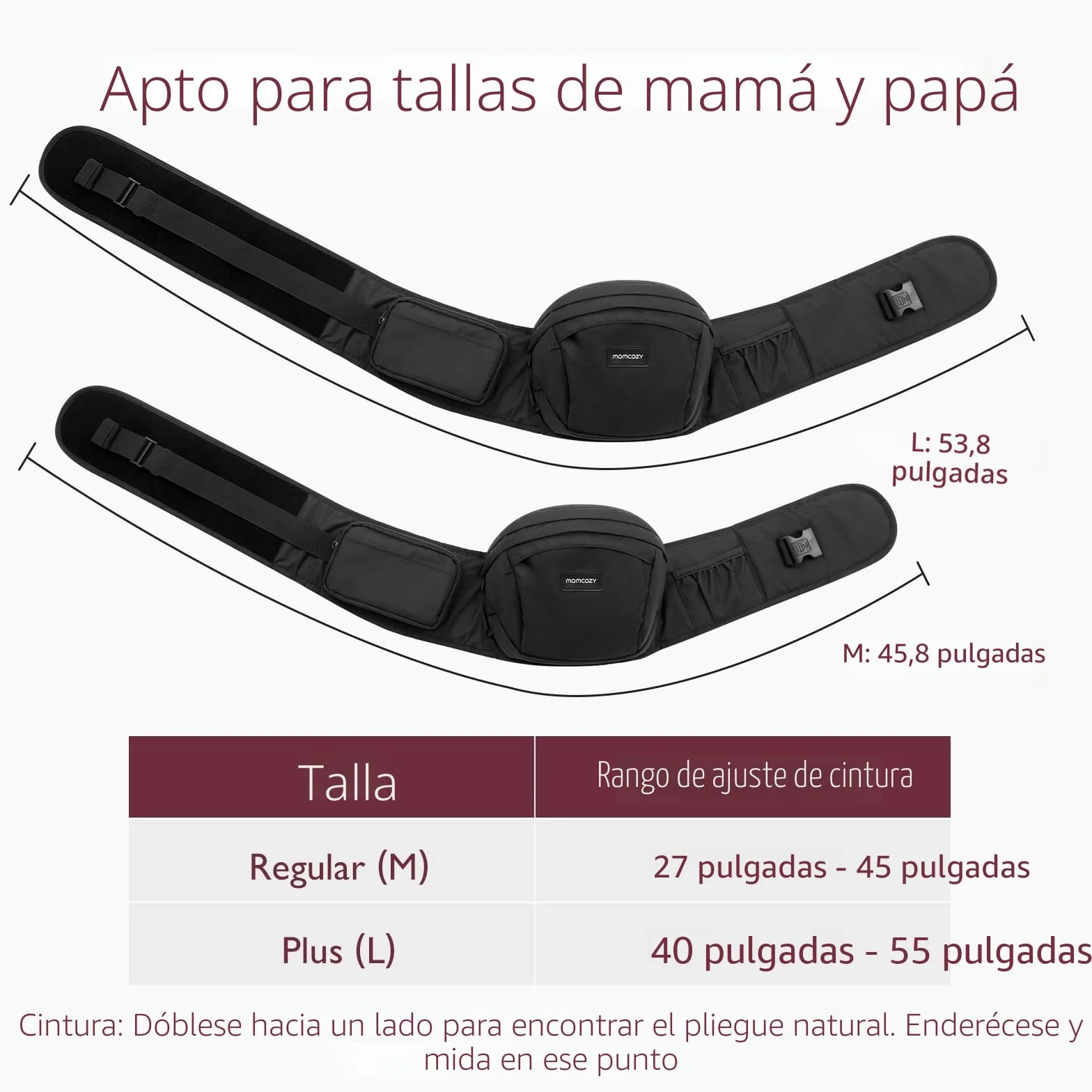 Portabebés Momcozy Ergonómico Ajustable con Protector de Vientre 3D Original para Recién Nacidos hasta 45lbs Negro Mediano