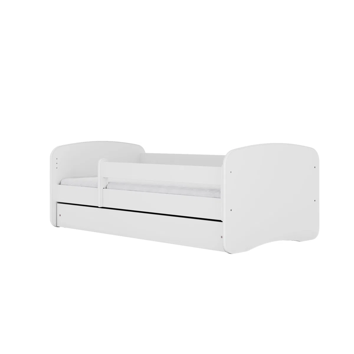 Cama Infantil 80x180 Cama para Niños Blanca con Barrera de protección contra caídas. cajones extraíbles y Base de Listones para niñas y niños - 80 x 180 cm Bomberos
