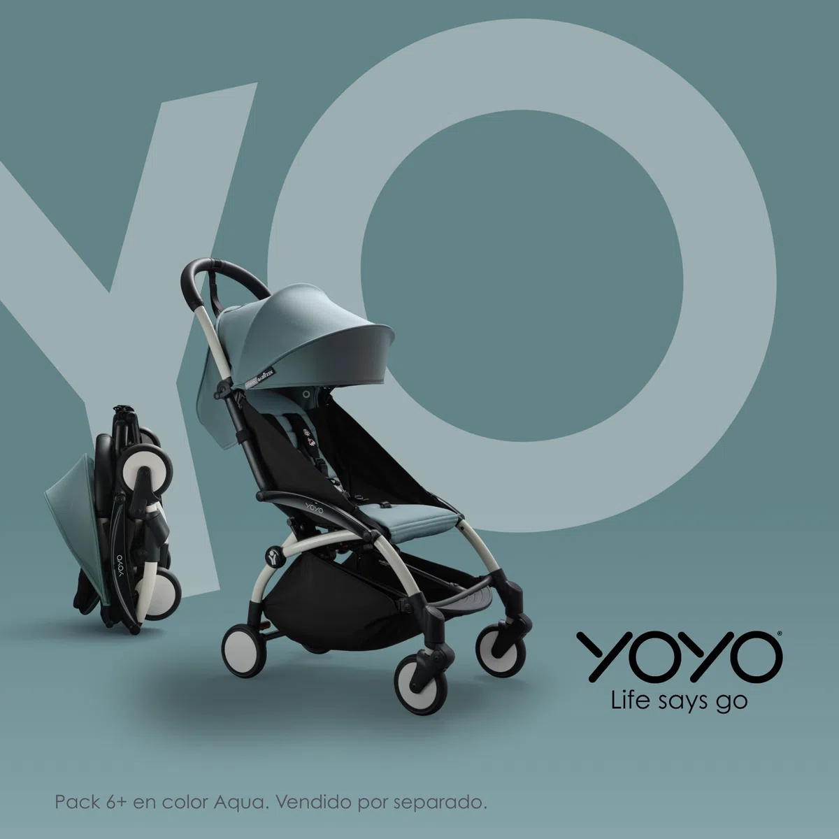 BABYZEN YOYO2 Chasis de cochecito, Negro - Set de textiles no incluidos - Viene con arnés de 5 puntos, respaldo reclinable, extensiones de capota, correa para llevar al hombro y bolsa protectora