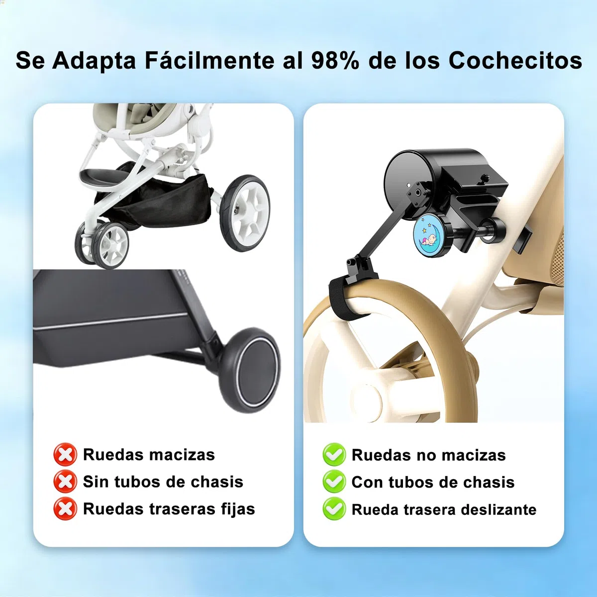 Baby Rocker Manos Libres, Deslizamiento en Curva, Instalación Sin Herramientas con Control Remoto, Mecedora Carro Bebe para Cochecitos y Sillas de Paseo (Negro)
