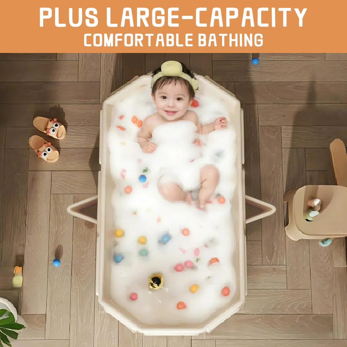 Bañera Bebé Plegable - XL Bañera Portátil Ahorro de Espacio - Antideslizante con Patas Reforzadas para Ducha - Sin BPA (Rosa)