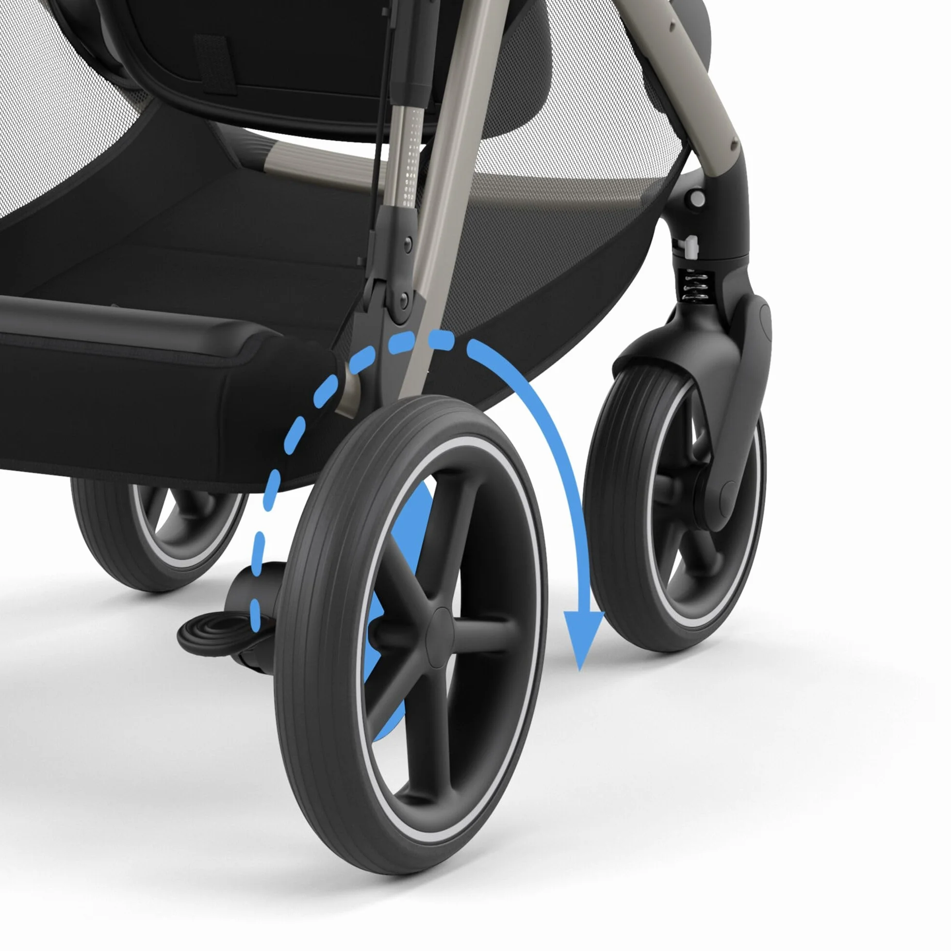 CYBEX Cochecito dorado e-GAZELLE S, máx. 22 kg (modo individual) / 2x 22 kg (modo dúo), sistema todo en 1 con accionamiento eléctrico y 20+ configuraciones, Seashell Beige