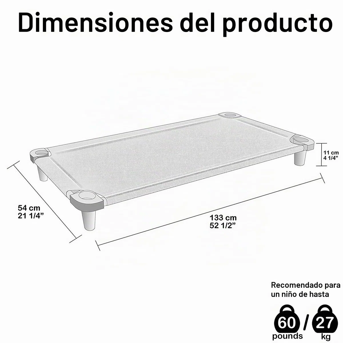 Acrimet Cuna para Niños, Cama Portátil para Niños Pequeños, Apilable, 52 Pulgadas de Largo (Tubos de Acero Inoxidable) (Tela de Malla Transpirable Amarillo - Patas Amarillo) (1 Paquete)