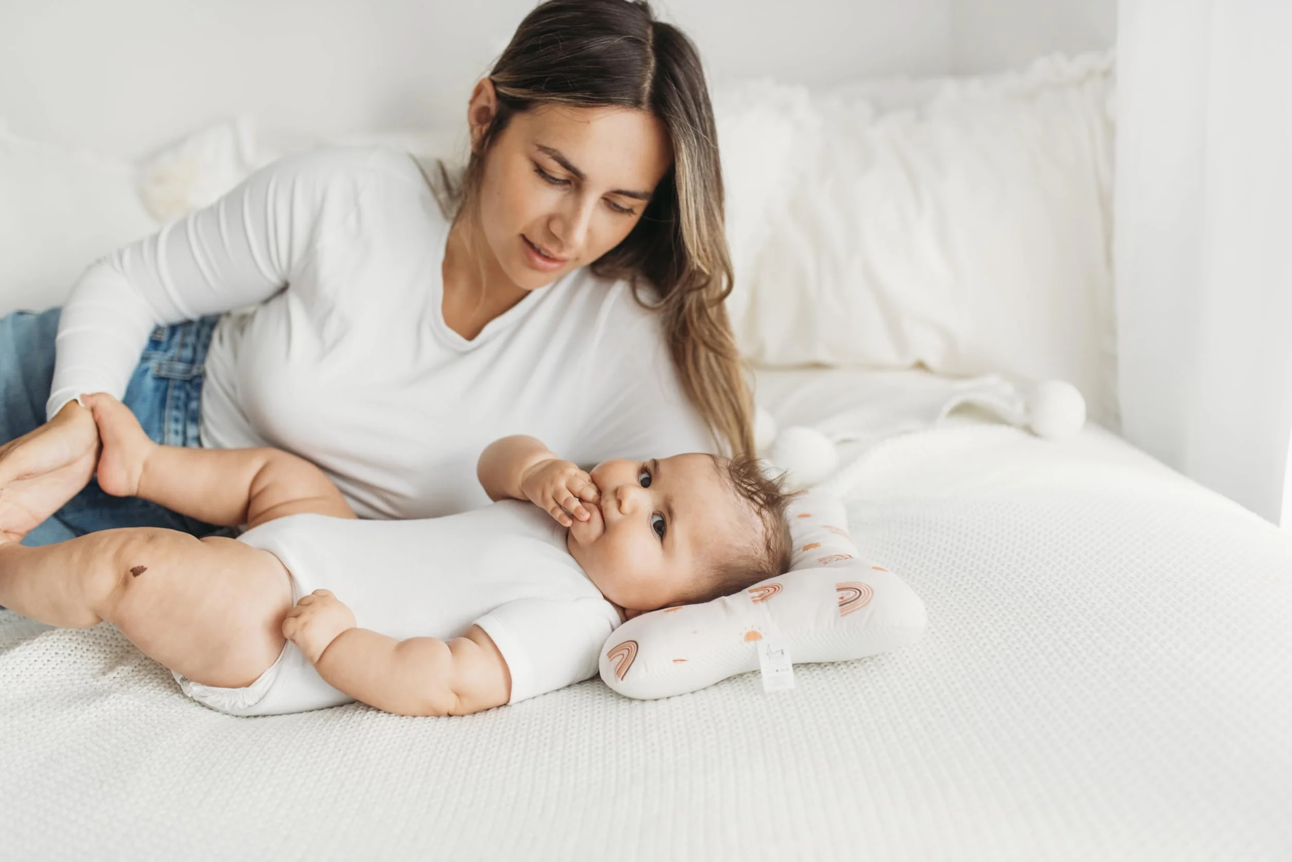 Almohada para bebé de algodón orgánico transpirable 3D Air previene plagiocefalia