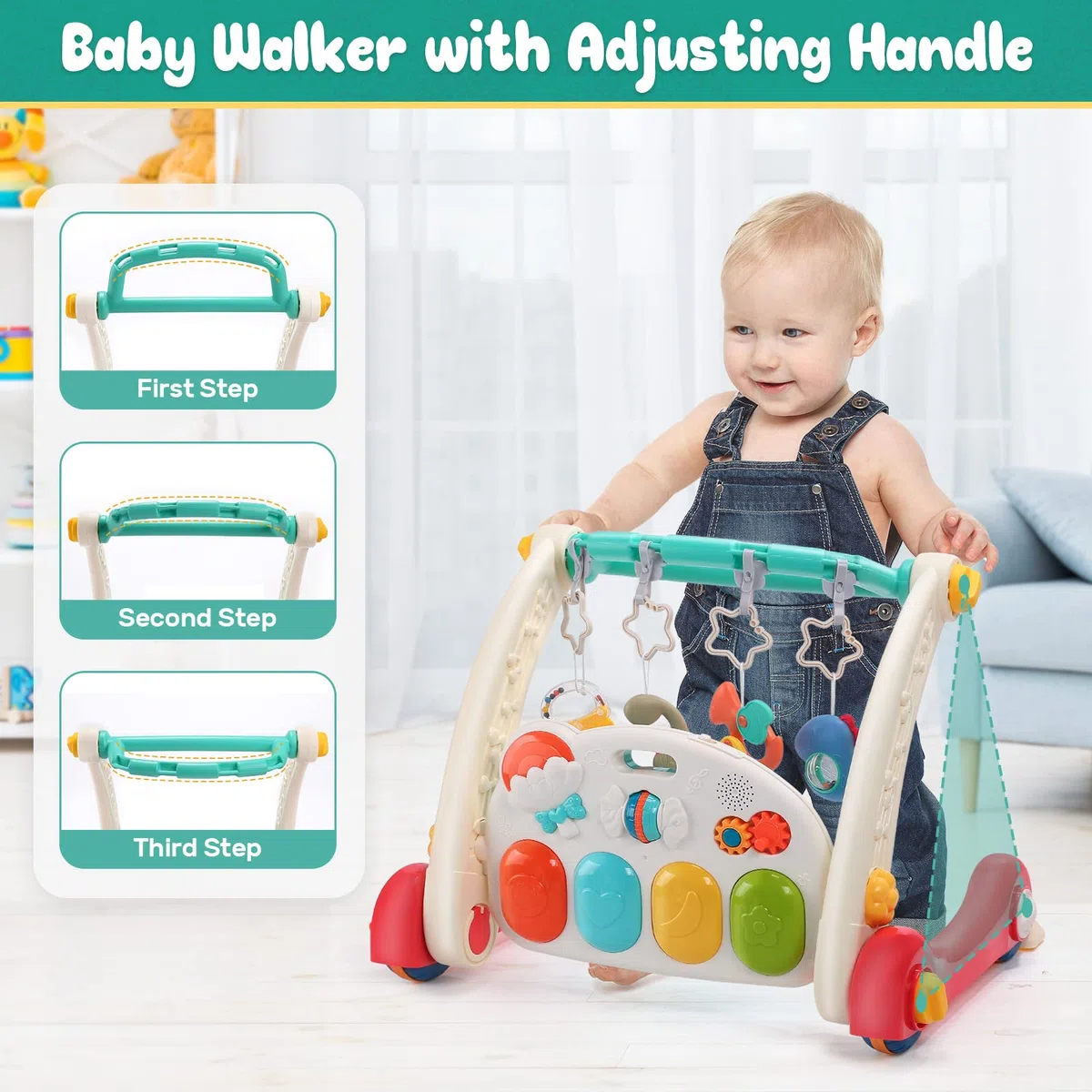 CUTE STONE Gimnasio De Juegos Para Bebés, Piano pataditas Aprendizaje Alfombra para bebés, centro de actividades musicales con luces, Tapete De Juegos Para Bebés de 0-24 Meses que