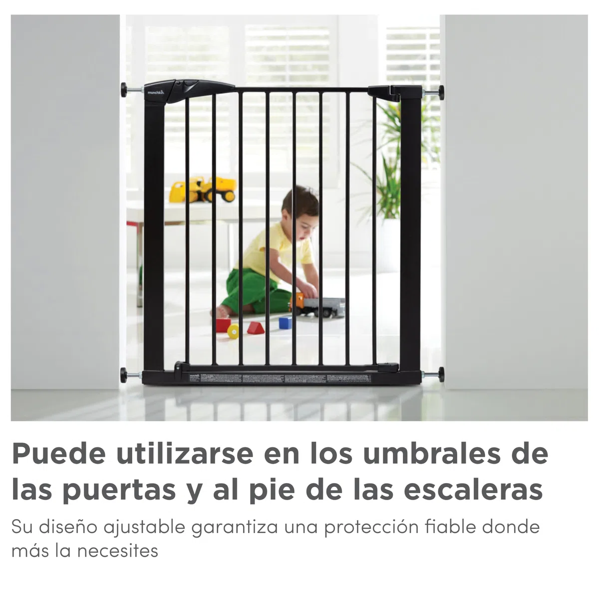 Puerta de Escalera Munchkin, Segura para niños pequeños y bebés, Puerta de Escalera de Ajuste a presión para bebés o Perros, Puerta de Seguridad, 76-82 cm, Negro
