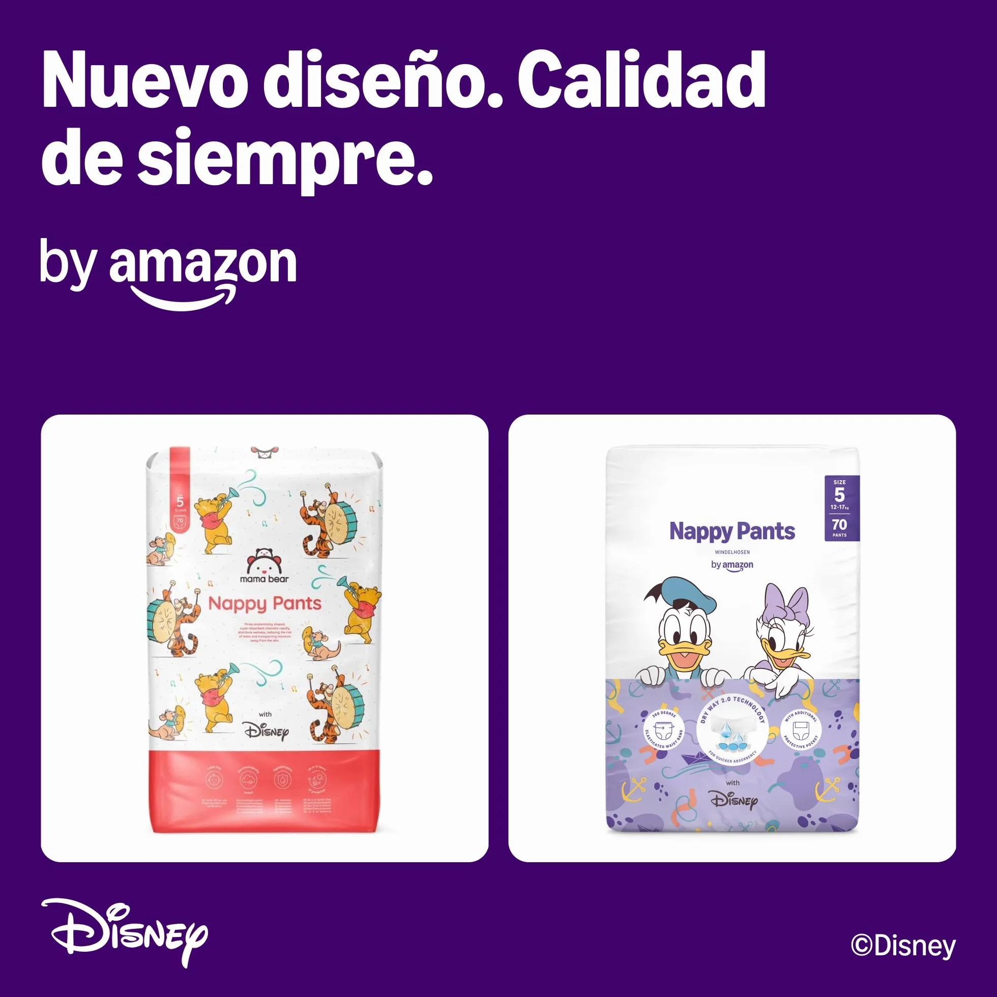 Disney Pañales de Aprendizaje Talla 5 (12-17 kg) 140 Unidades Blanco