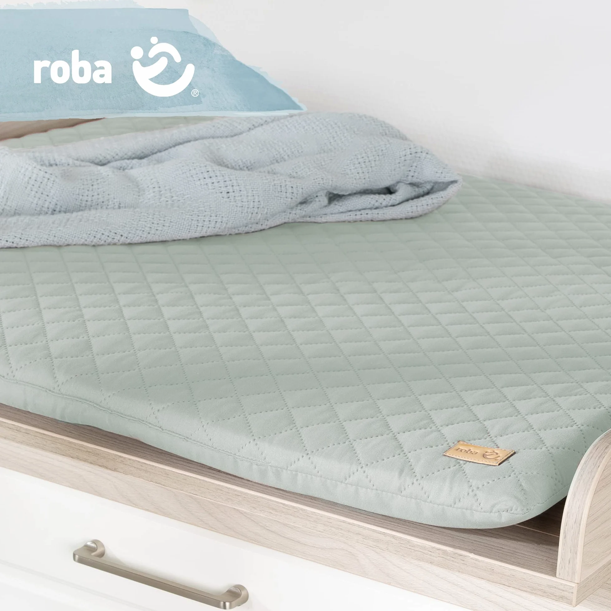 roba Colchon Cambiador Bebe roba Style 85 x 75 cm - Suave y Impermeable - con Diseño Acolchado para Mesas de Cambio de Bebés - Fácil de Limpiar - Verde