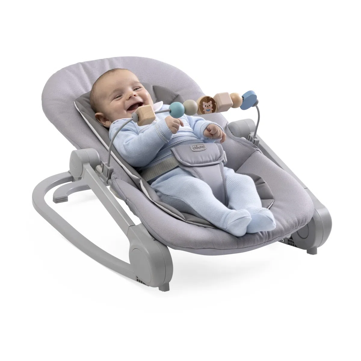 Chicco Silla Mecedora Magia, 2 en 1: Silla Mecedora para Recién Nacidos y Primera Silla hasta 18 kg, Barra de Juegos con Elementos de Madera, Mini Reductor Incluido, Modo Mecedora o Fija