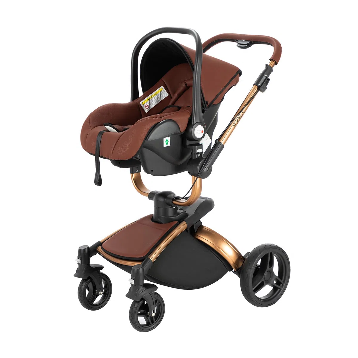 3 en 1 Sistema de Viaje Para Bebé 3 en 1 Cochecito de Paisaje Alto Carrito con Capazo Silla de Paseo Cochecito de Bebé Reclinable Cochecito Estándar Plegable de Recién Nacido (906 brown)
