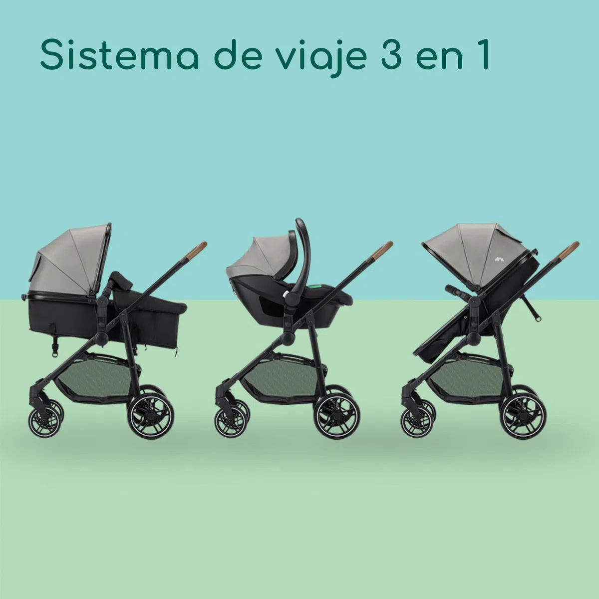 Bebeconfort Haze Trio Lux, Carrito Bebe 3 en 1 con Silla Coche Bebé i-Size, 0-4 Años Máx. 22 kg, Asiento 2 en 1 reversible, Reclinación Total, Plegado Compacto, Silla de Paseo Ligera, Tinted Grey
