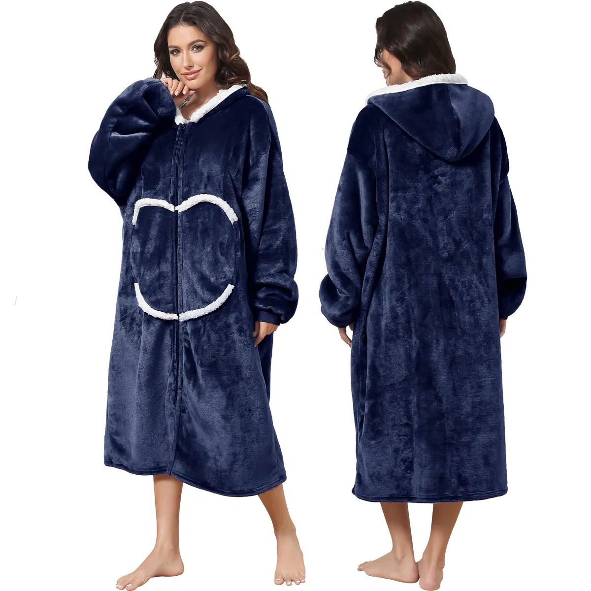 Wearab - Manta con capucha de gran tamaño, acogedora manta de franela con mangas y cremallera para mujeres, hombres y adolescentes (80 x 120 cm)