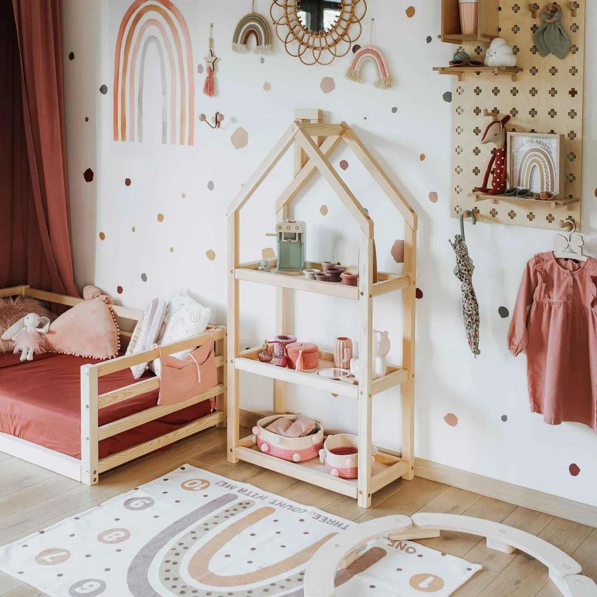 Sweet Home from wood Estantería para habitación Infantil, estantería Montessori. (Madera de Pino)