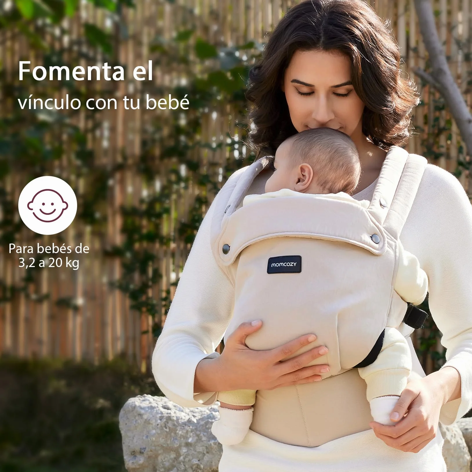 Momcozy Mochila Portabebés Ergonómica Ligera para Bebés 3-24 Meses Soporte Lumbar