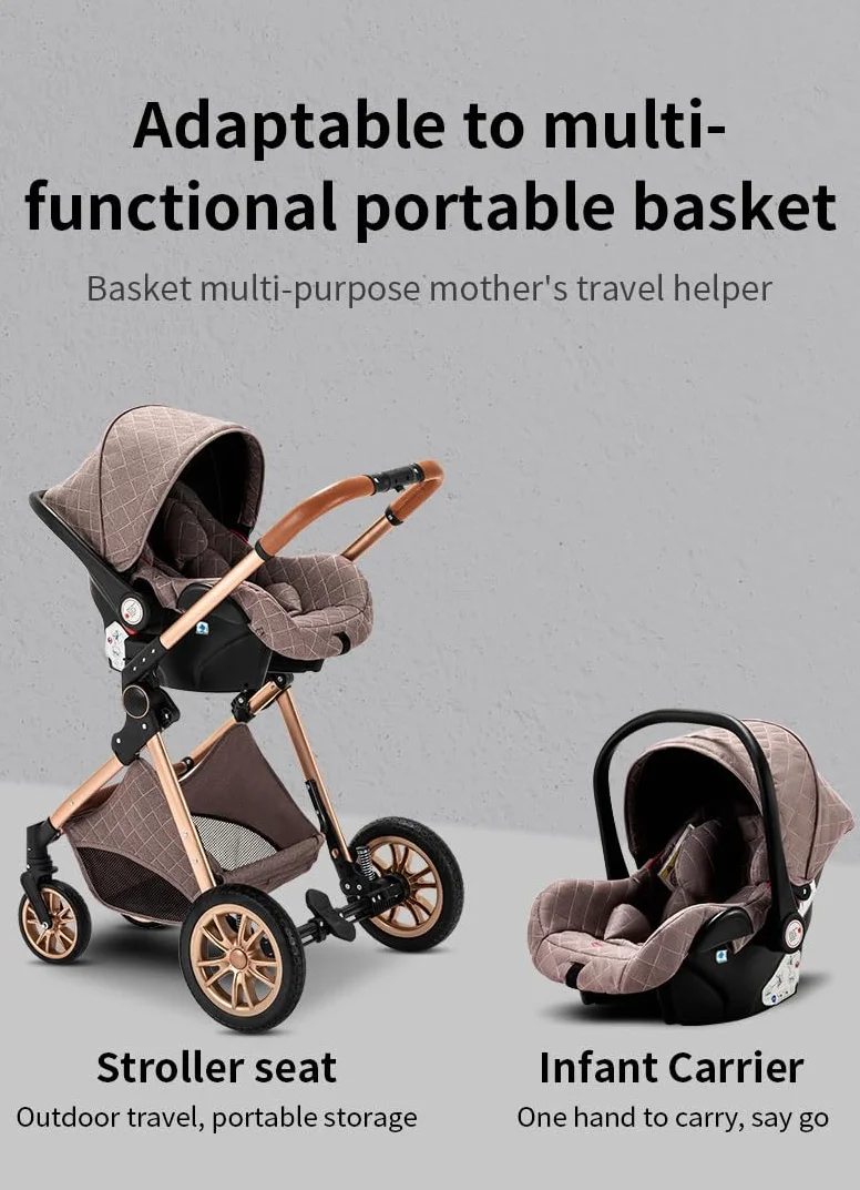 GLOKID Carrito bebé 3 Piezas, Carro, Carrito bebé 3 en 1, Silla Paseo, Sistema de viaje, Plegable, neumáticos de caucho, Con accesorios, Góndola, Adaptateurs, 25 kg (LV9 Rosa)