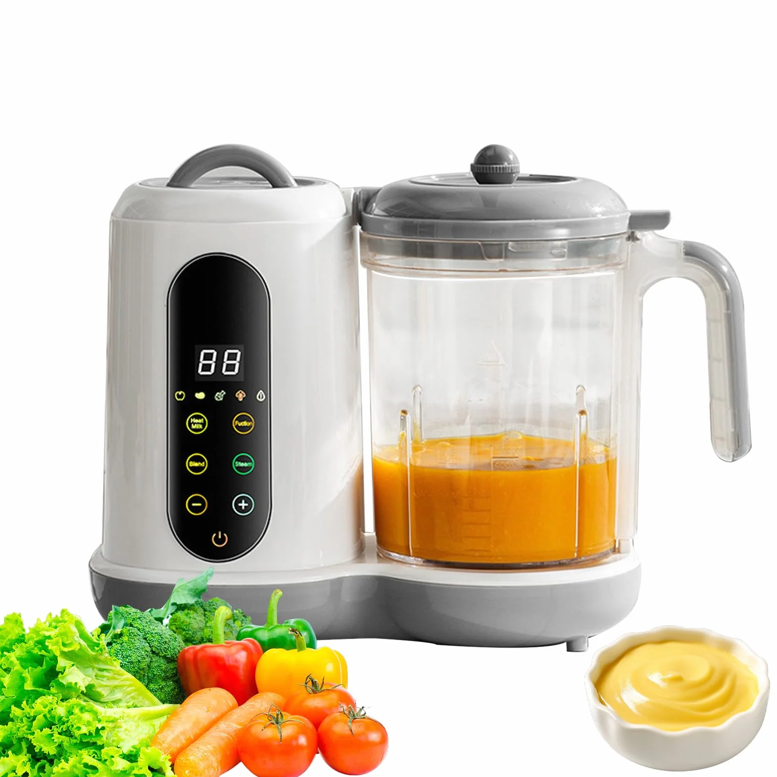 Robot De Cocina Para Bebé, Baby Food Maker Con Vapor, Mezcla Y Calentamiento, Preparador De Alimentos Para Bebés Con 4 Preconfiguraciones De Cocción