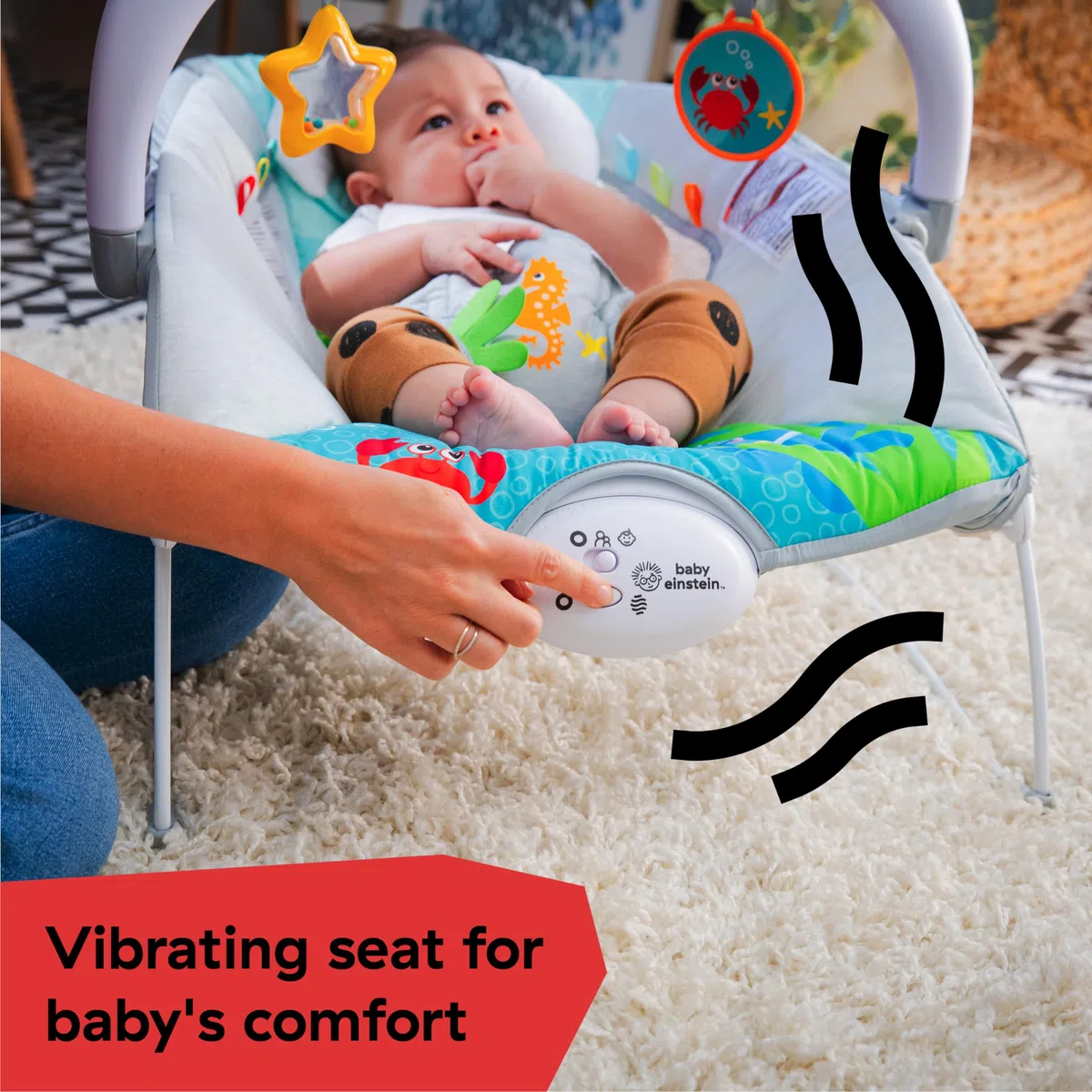 Baby Einstein, Hamaca musical para bebs Kick to It Neptune, de la coleccin Ocean Explorers, unisex, para edades de 0 a 6 meses hasta 9 kilos