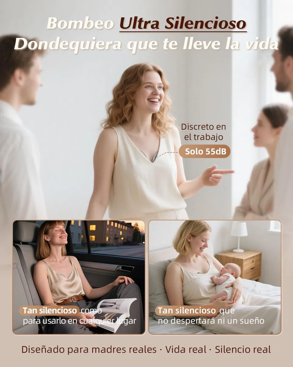 KISSBOBO K5 Sacaleches electricos doble,19 niveles 4 modos, 280mmHg fuerte potencia de succión sacaleches manos libres, indoloro saca leche materna electrico(Beige 2 Piezas)