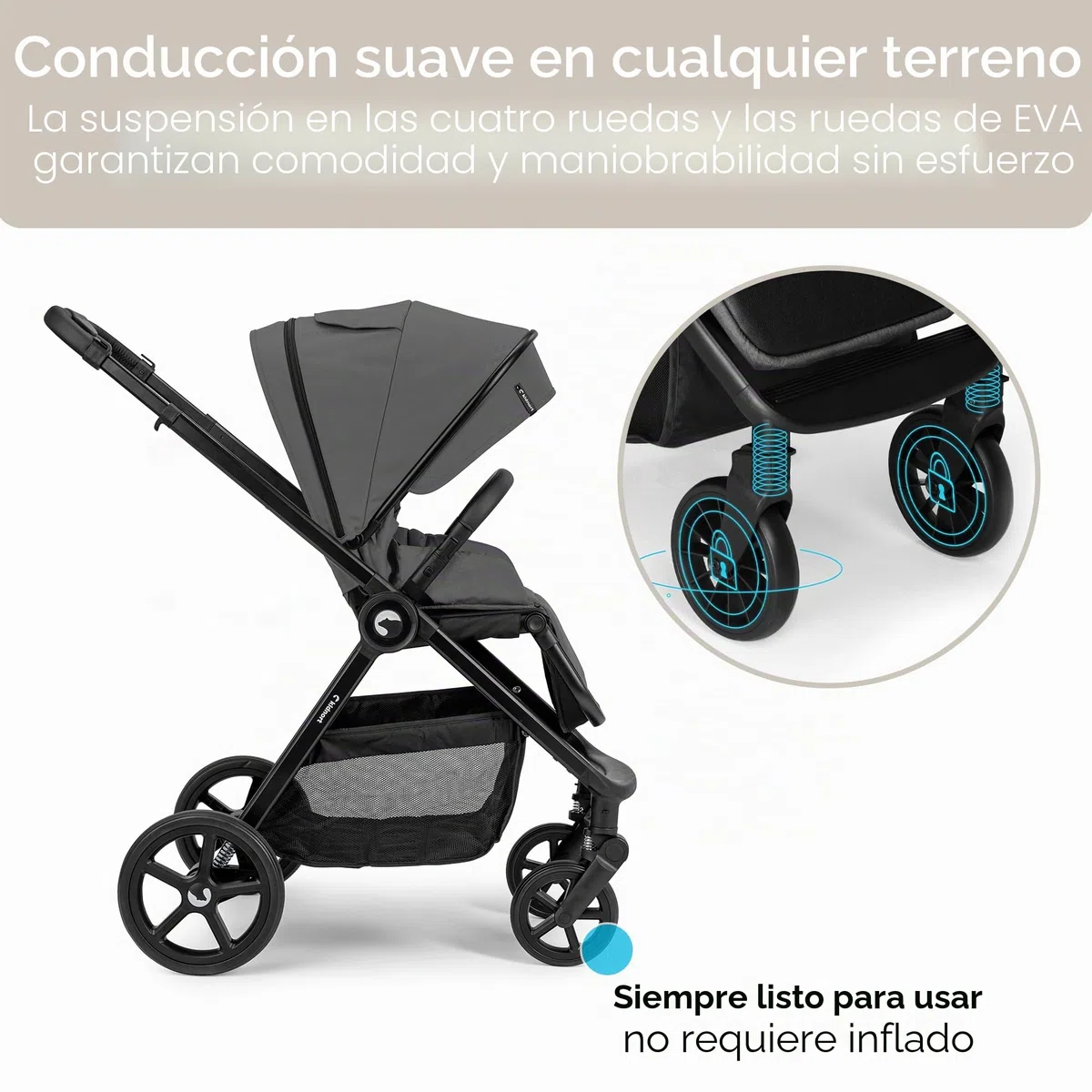 Älskar - Cochecito de bebé reversible, plegable, compacto, hasta 22 kg, respaldo ajustable, techo con protección UV, cinturón de 5 puntos, cubierta para lluvia, mosquitera, bolsa gris oscuro