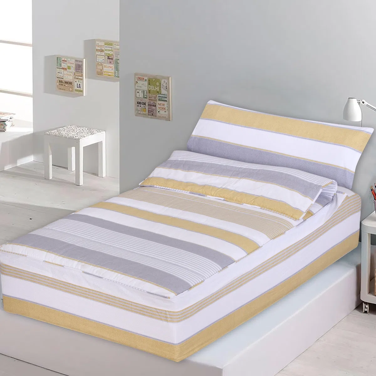 DHESTIA HOME Saco Nórdico con Cremallera Edredón Ajustable Cama Infantil Zarautz Ocre Color Ocre Talla Cama 105
