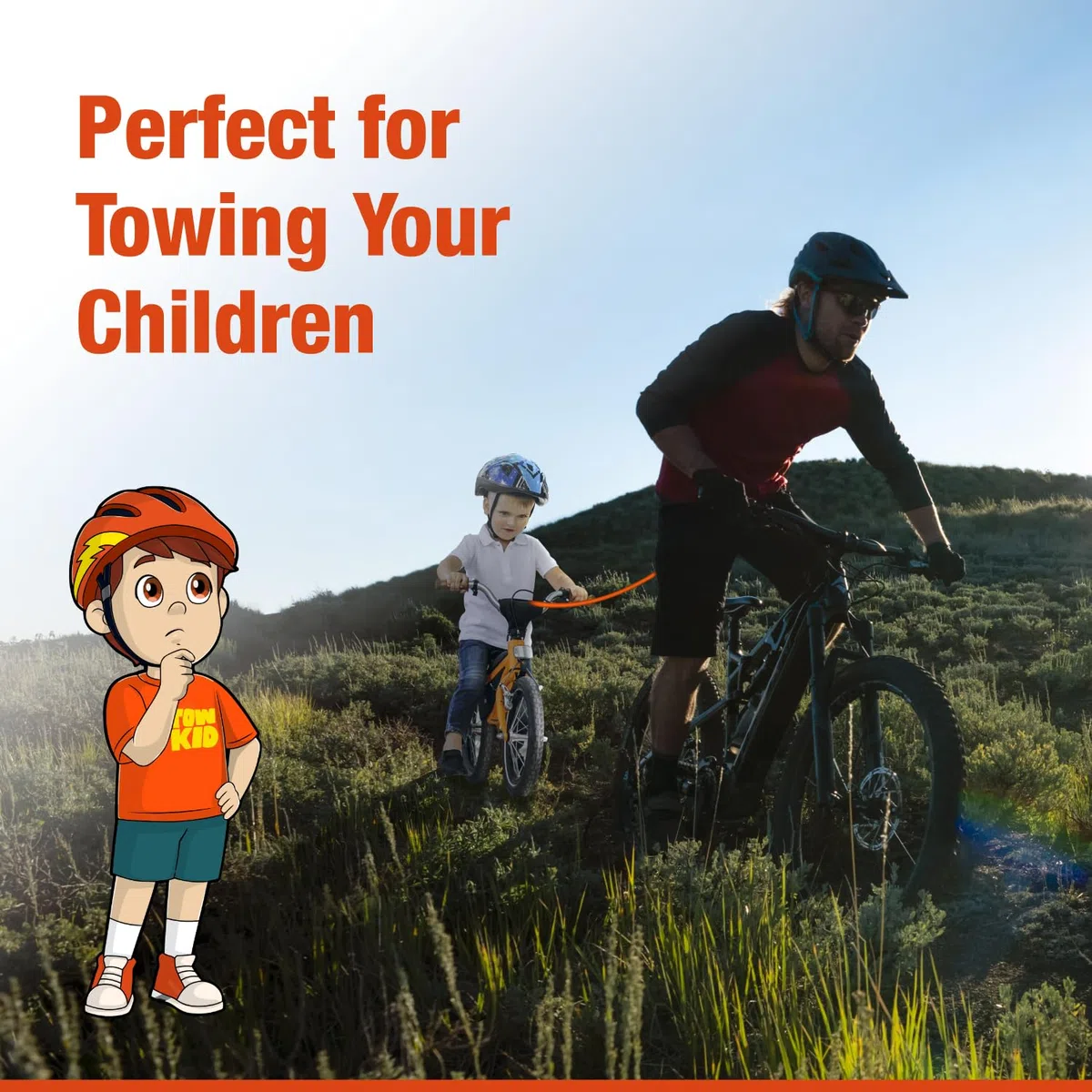 TowKid - Cuerda de Remolque de Bicicleta para niños, Cuerda elástica de 2,5 m