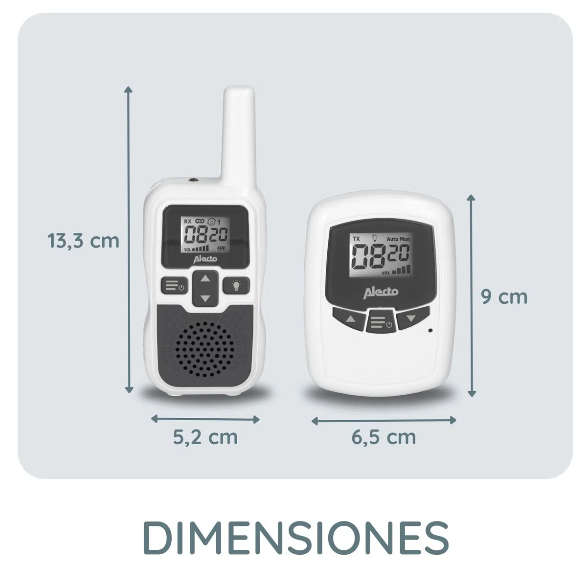 Alecto bébé DBX80 Vigilancia de Largo Alcance - Monitor Bebe Alcance de hasta 3.000 Metros - con Largo Tiempo de Espera (hasta 9 Horas) - VOX - Sensibilidad Ajustable - Ampliable - Blanco