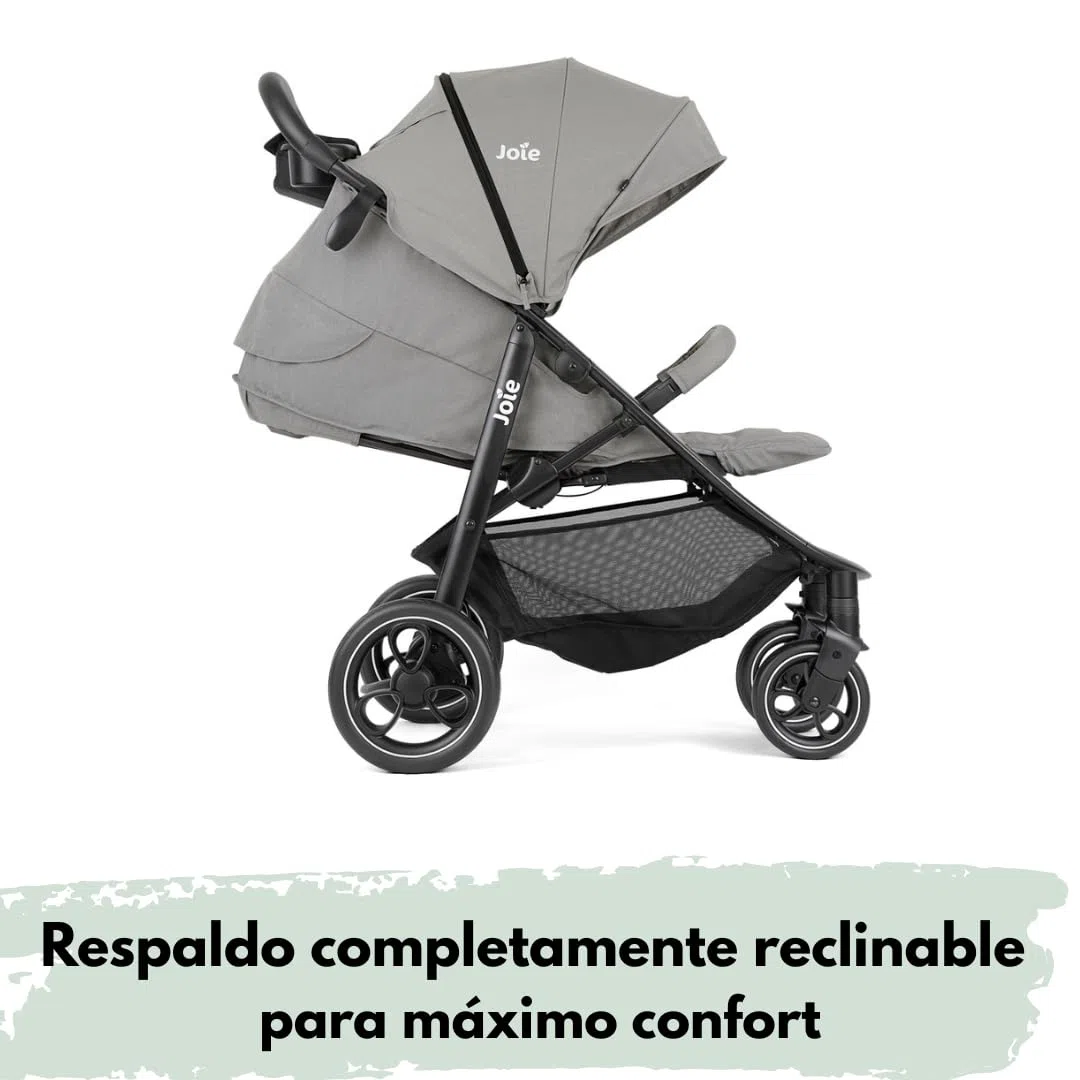 Joie Litetrax Set de Carrito Bebé con Saco Térmico | Silla de Paseo Ligera y Compacta con Suspensión Flex - Plegable con una Mano - Capota UV 50+ - Ruedas Antipinchazos - Pebble