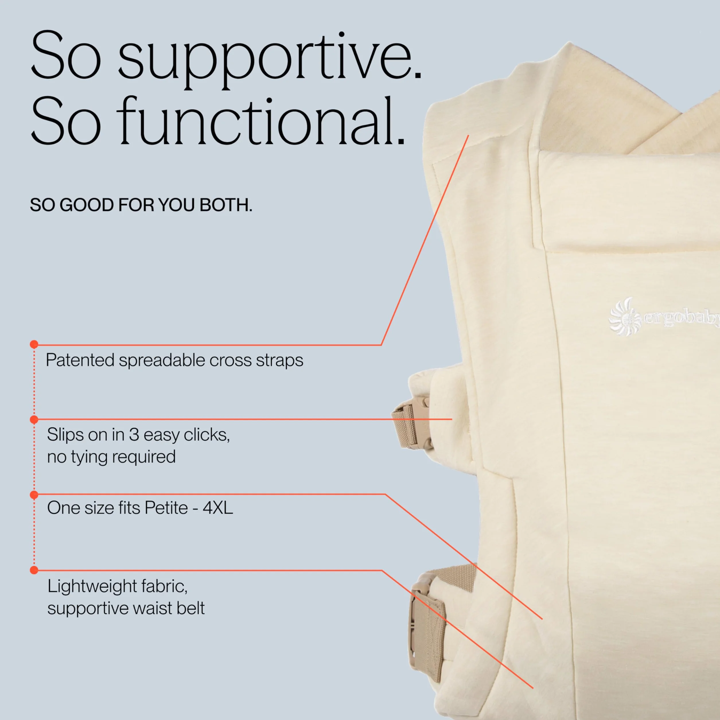 Ergobaby Embrace Mochila Portabebe Ergonomica Recién Nacidos, Extra Suave, Ultraligero, Cream