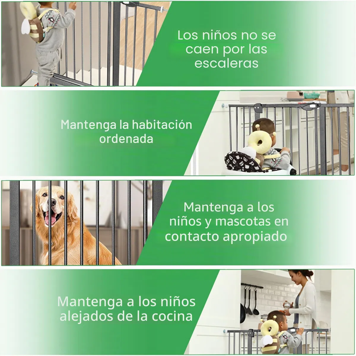 Barrera de seguridad para escaleras sin taladrar, 75-85 cm, para niños y mascotas, apertura con una sola mano, color negro