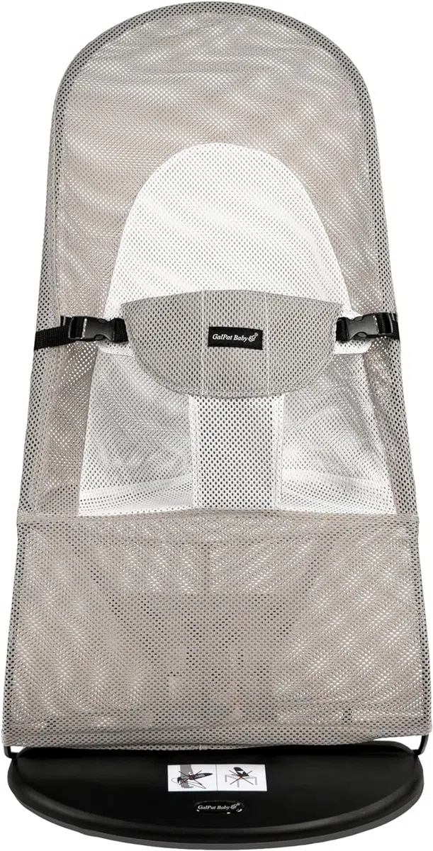 GalPat Baby - Funda Hamaca Compatible con BabyBjorn y GalPat Baby Transpirable - Asiento para Hamaca de bebé Transpirable - Color Gris (Funda + Bolsa DE Transporte)
