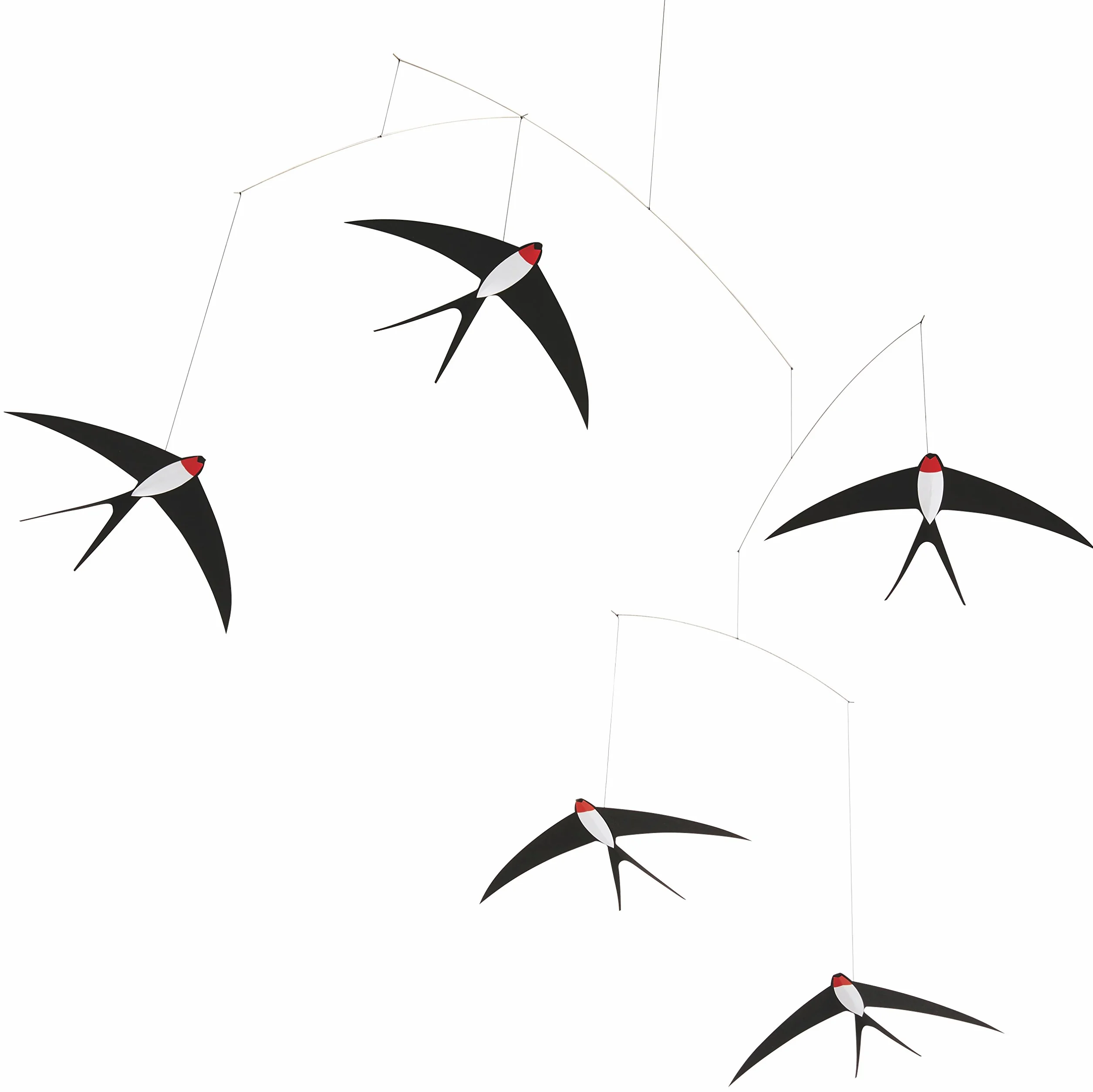 Flensted 024B Flying Swallows 5 Mobile, Acero, Multicolor, 53 x 70 cm