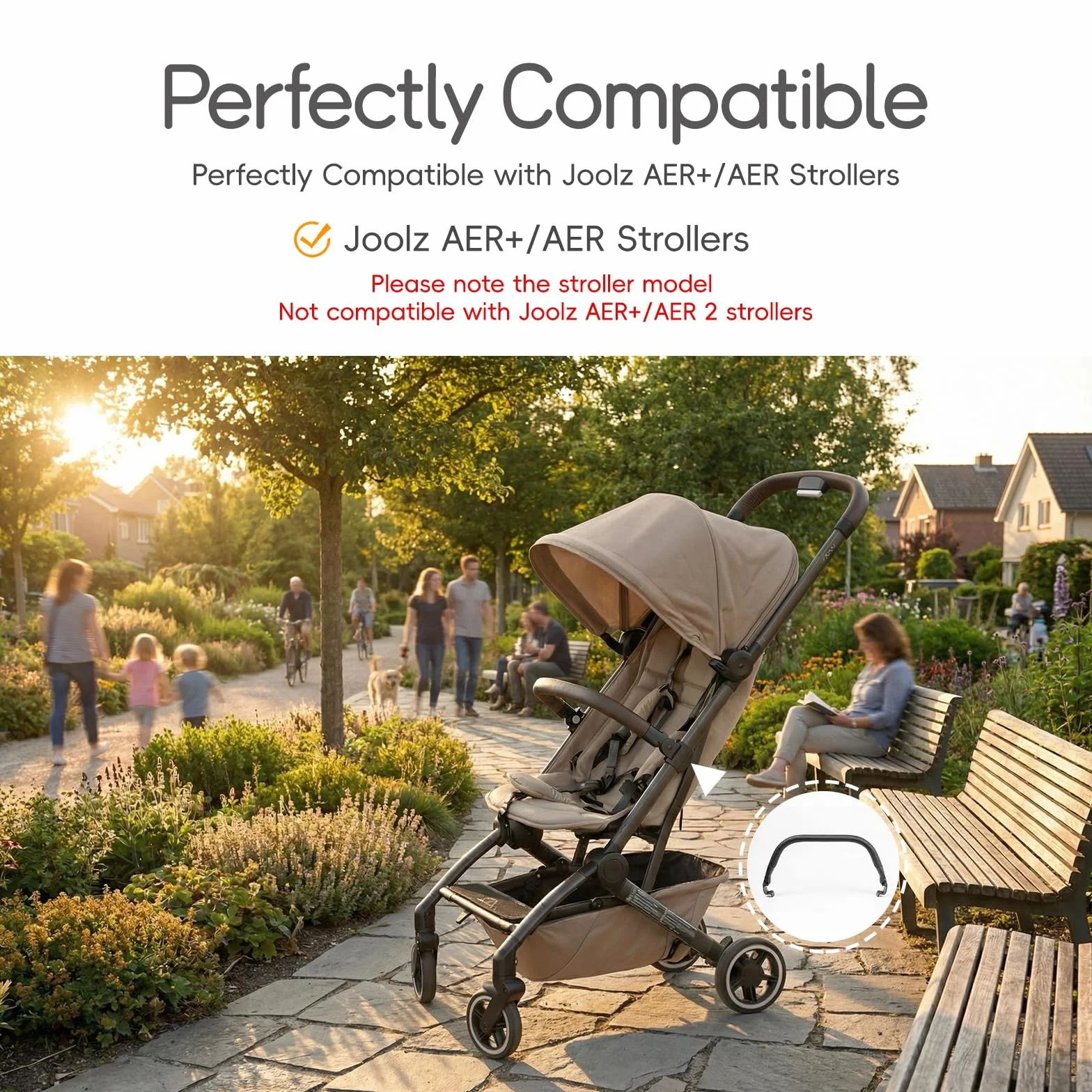 Barra de seguridad plegable para cochecito Joolz AER+/AER, reposabrazos de apertura con una sola mano, fácil de poner y quitar, mango de agarre cómodo, ideal para colgar juguetes de bebé, color negro