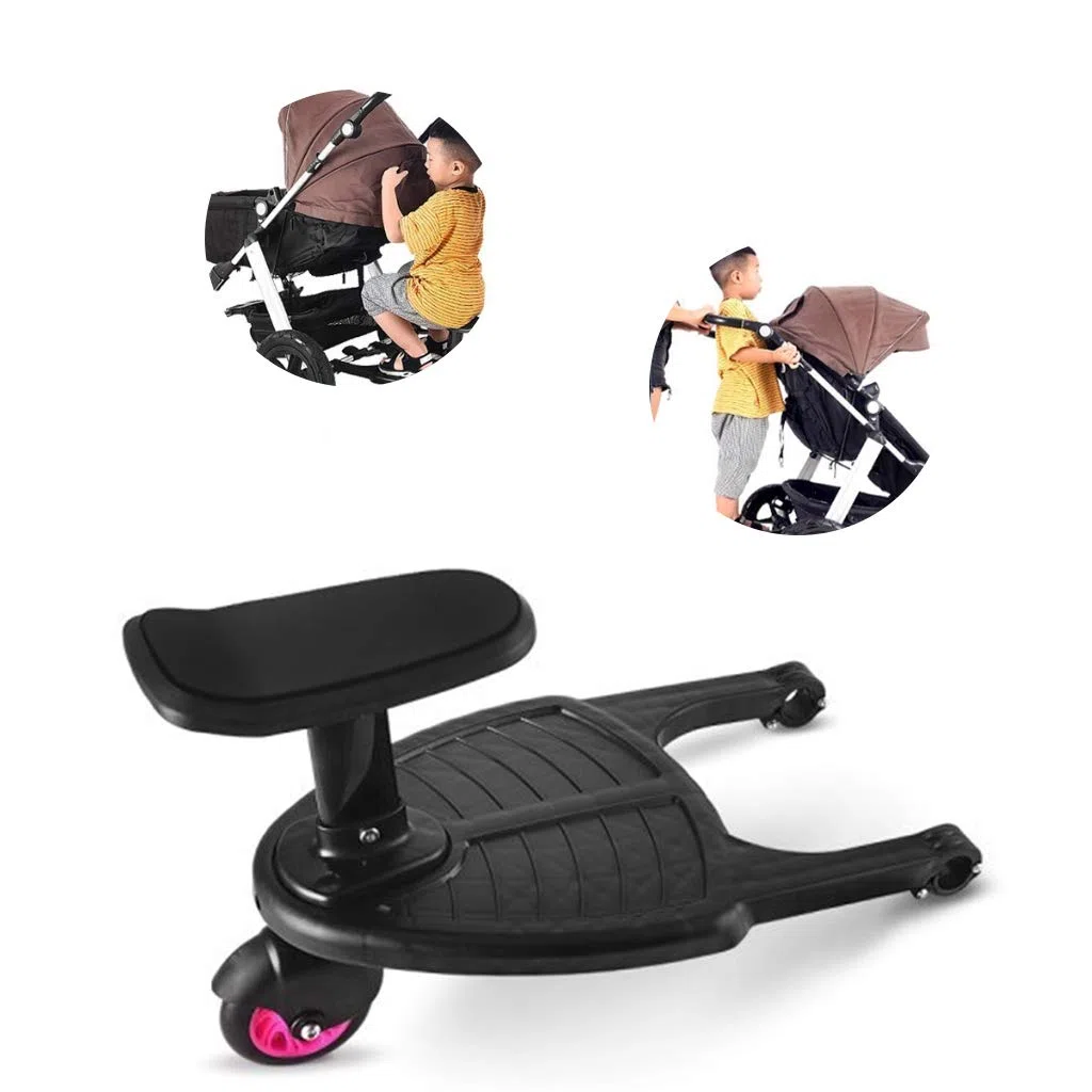 Plataforma Carrito Bebe con Asiento Patinete Carro Desmontable y Ensamblable (Rosa)