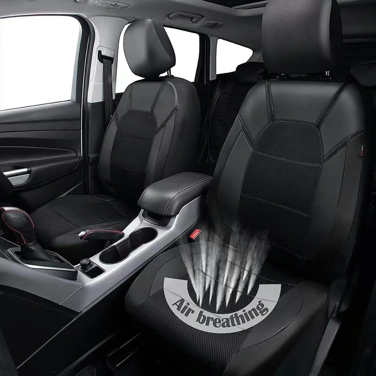 Fundas Asientos Coche,para Opel Corsa F 2019-2023 2024 2025 Juego Completo Cuero PU Transpirable Protectores Cubreasientos Delanteros Traseros Airbag,A