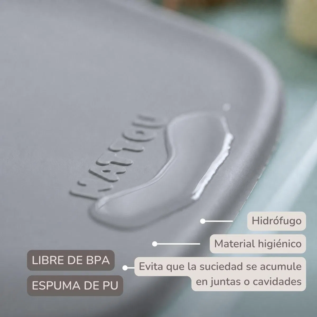 Nattou Cambiador bebe - Softy Cambiador silicona bebe de suave espuma de PU - Lavable - 50 x 70 cm - Gris